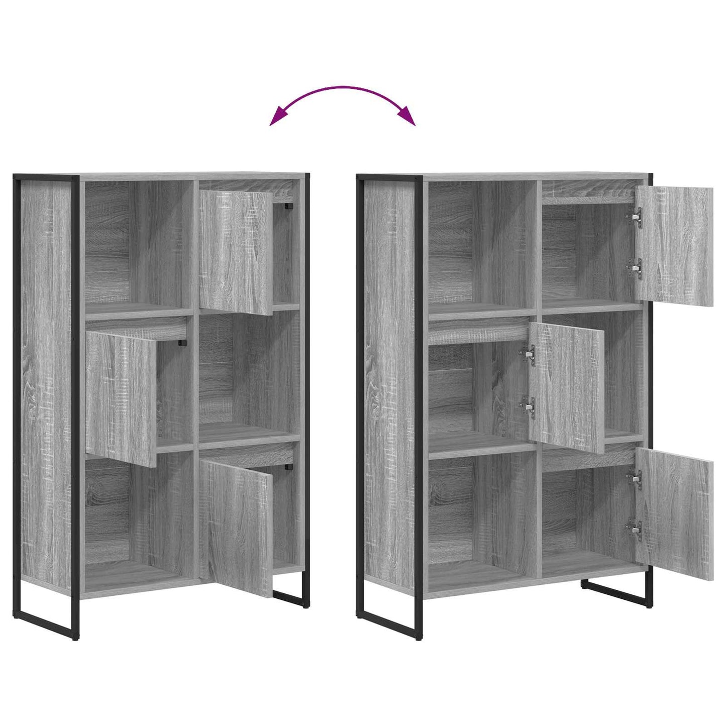 Könyvespolc 68 x 30 x 108.5 cm Szerelt Fa Szürke Sonoma