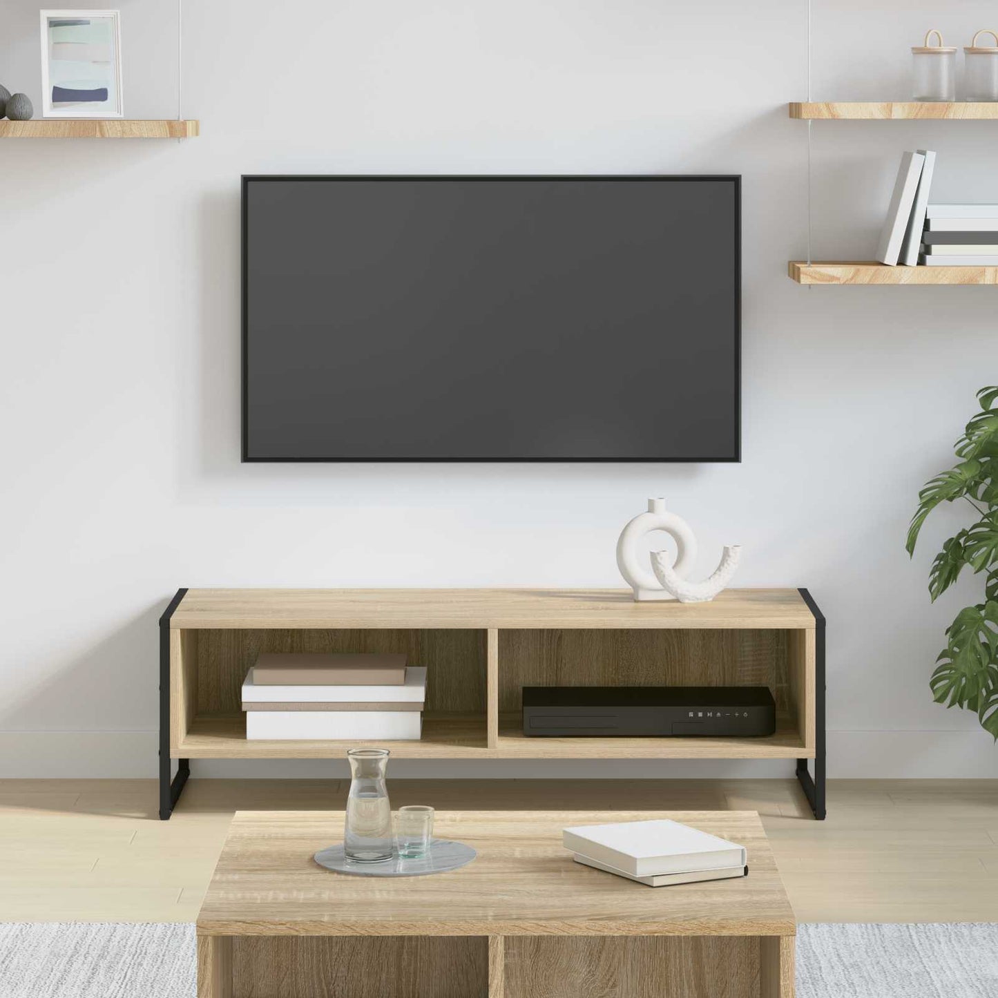 TV szekrény 100 x 36.5 x 30.5 cm Sonoma Szerelt Fa