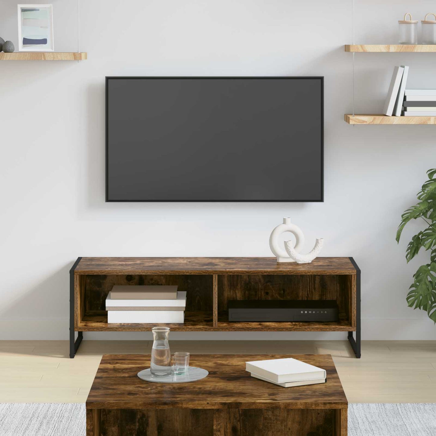 TV szekrény 100 x 36.5 x 30.5 cm Füstös tölgy Szerelt Fa