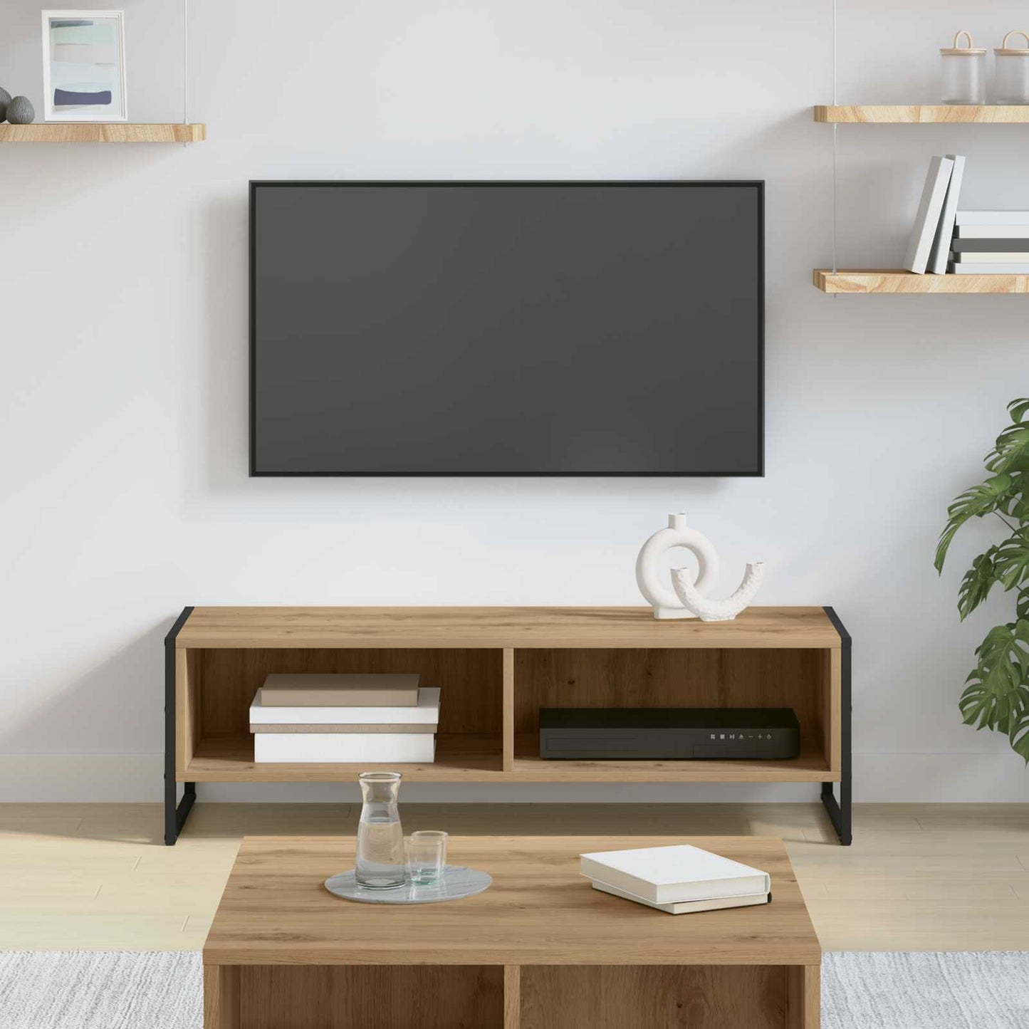 TV szekrény 100 x 36.5 x 30.5 cm Művészi tölgy Szerelt Fa