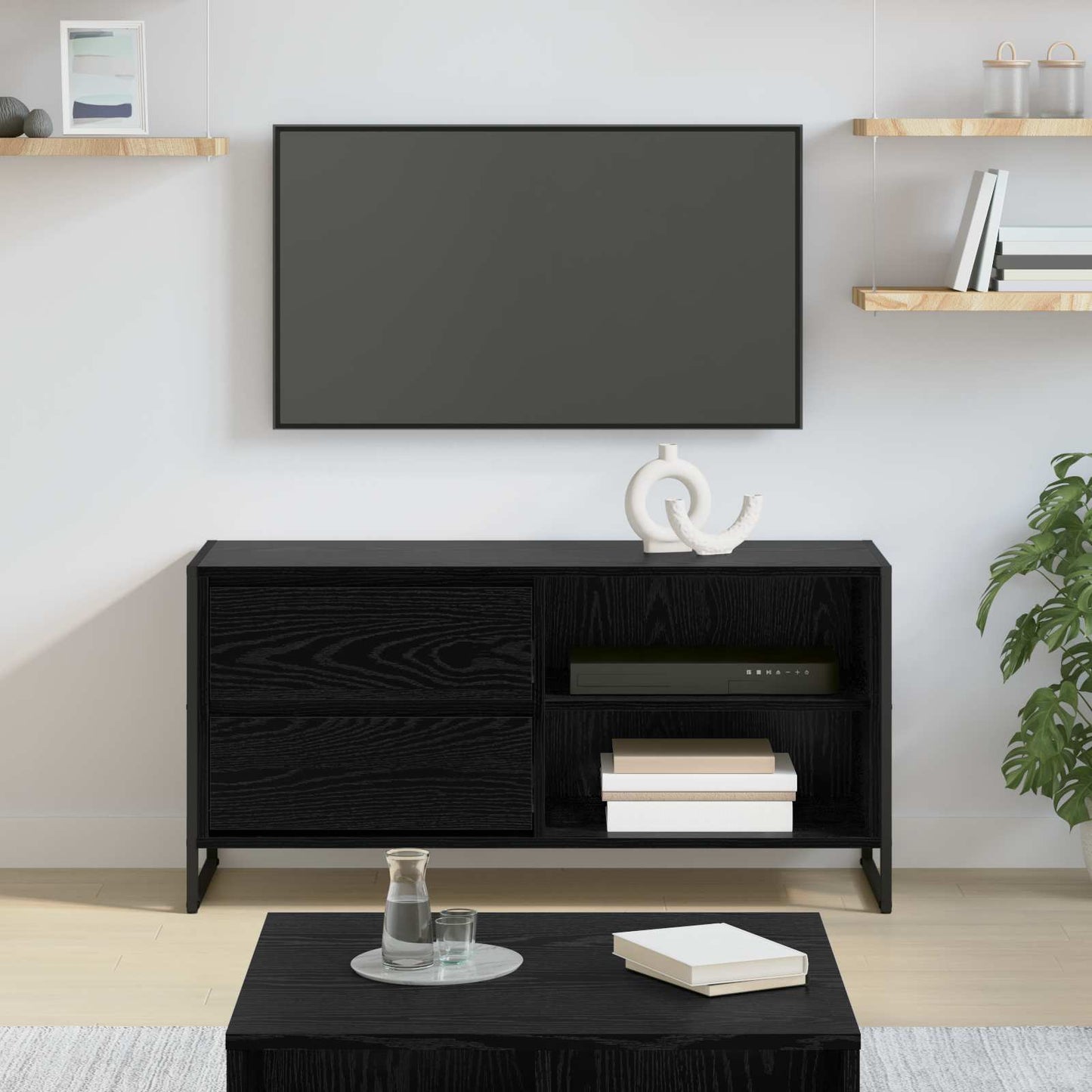 TV szekrény 100 x 36 x 49,5 cm Fekete tölgy Szerelt Fa