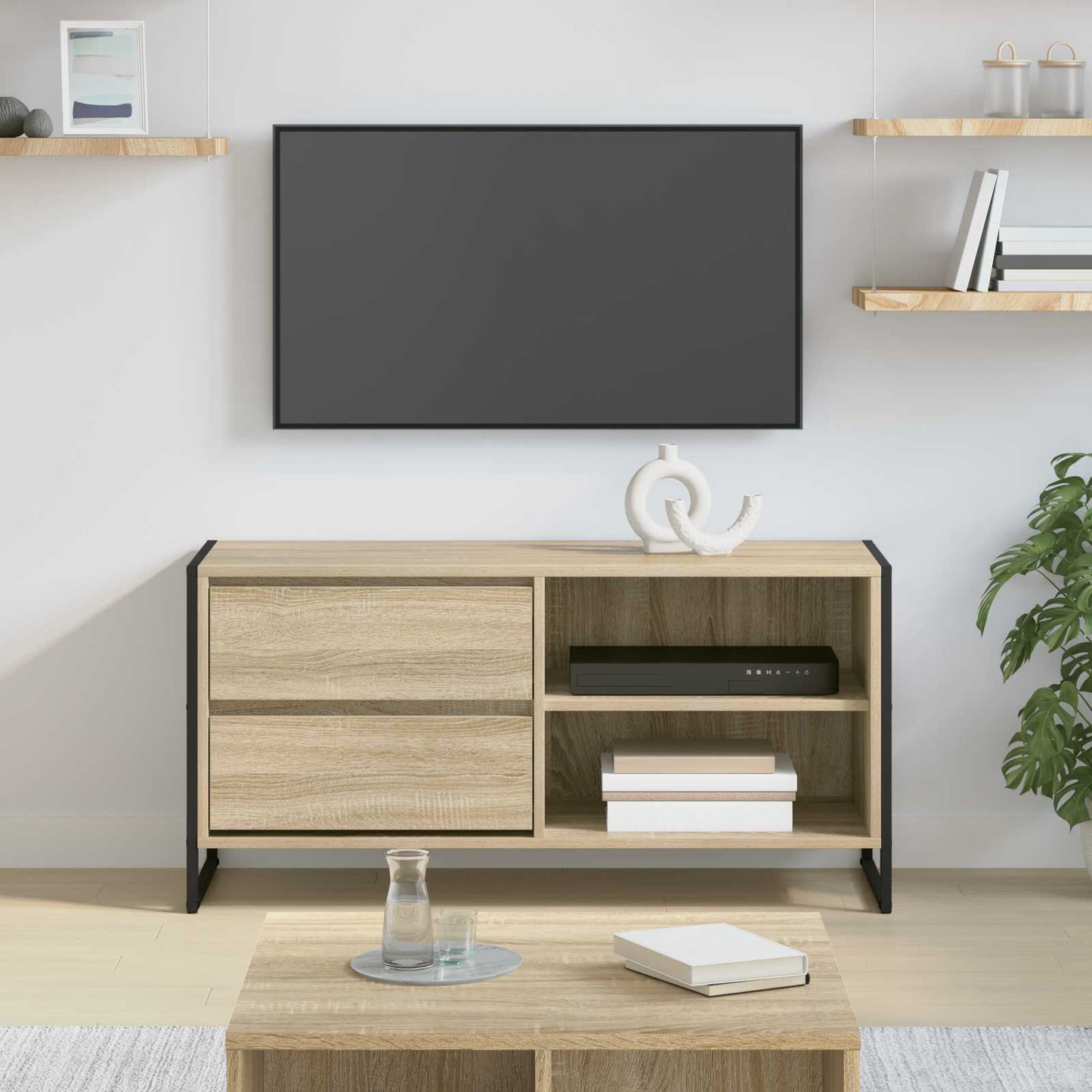 TV szekrény 100 x 36 x 49,5 cm Sonoma Szerelt Fa