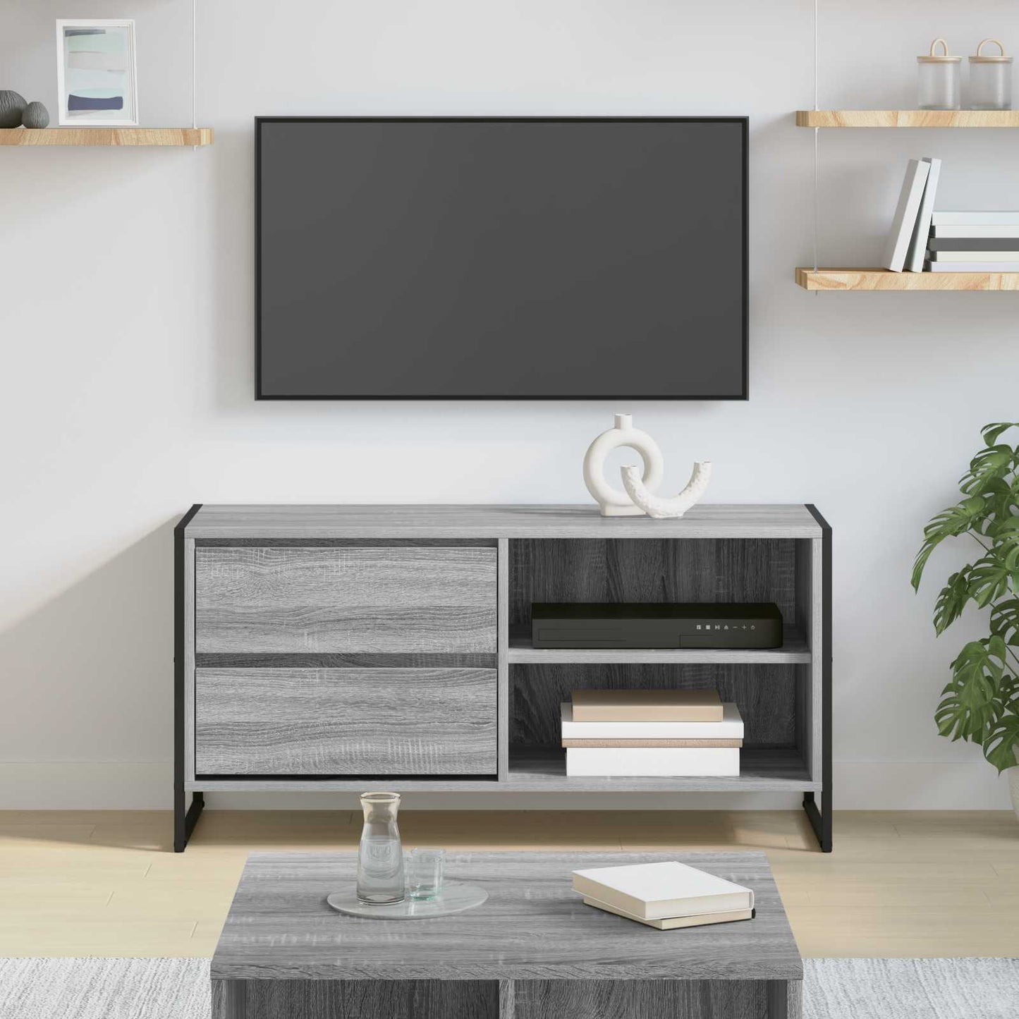 TV szekrény 100 x 36 x 49,5 cm Szürke Sonoma Szerelt Fa