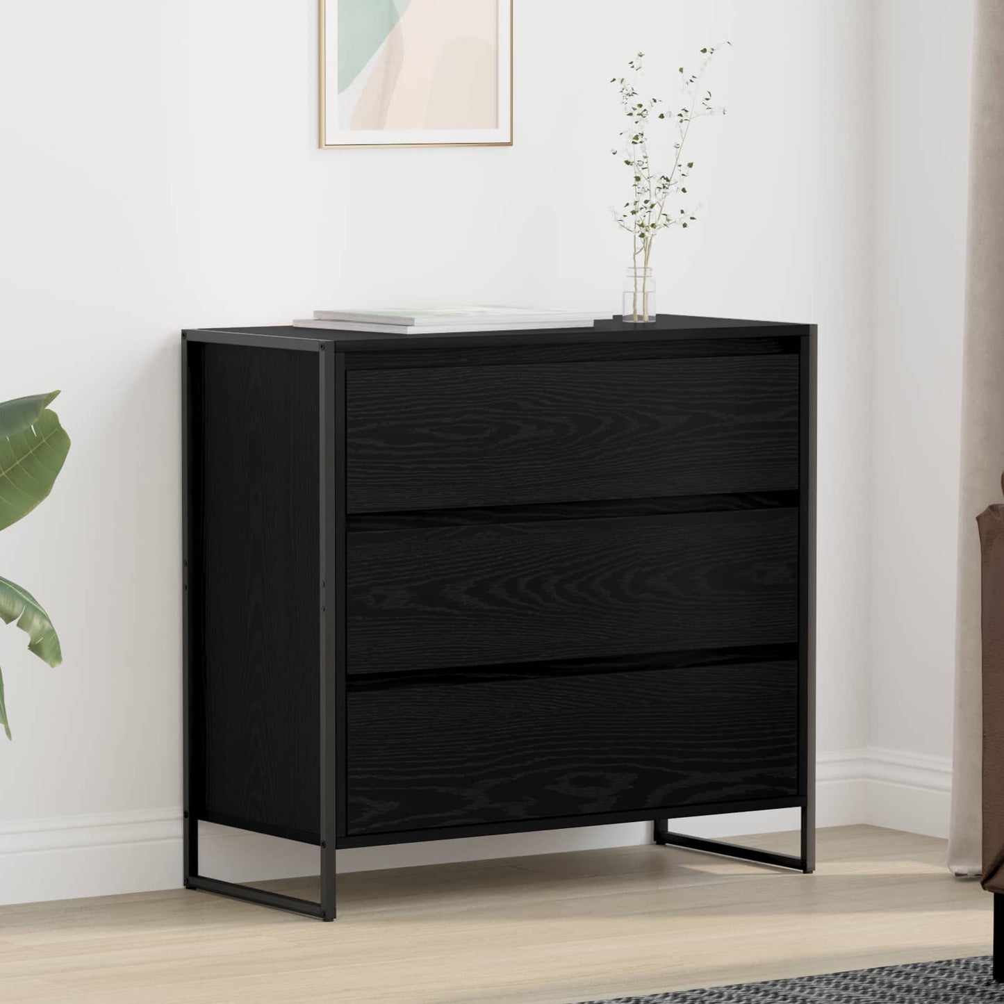 Széf fiókkal Fekete tölgy 79 x 36 x 75.5 cm Faanyag