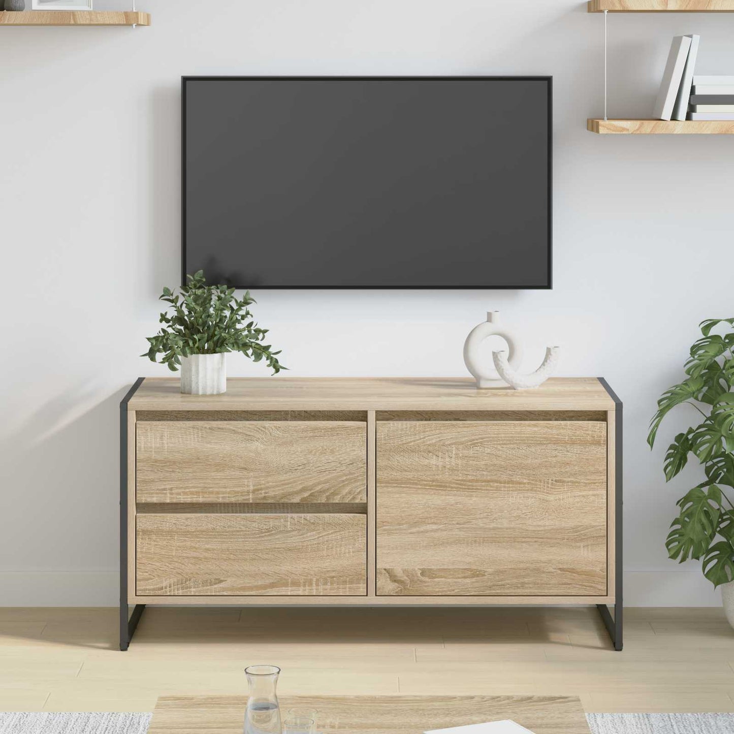 TV szekrény 100 x 36 x 49.5 cm Sonoma Szerelt Fa