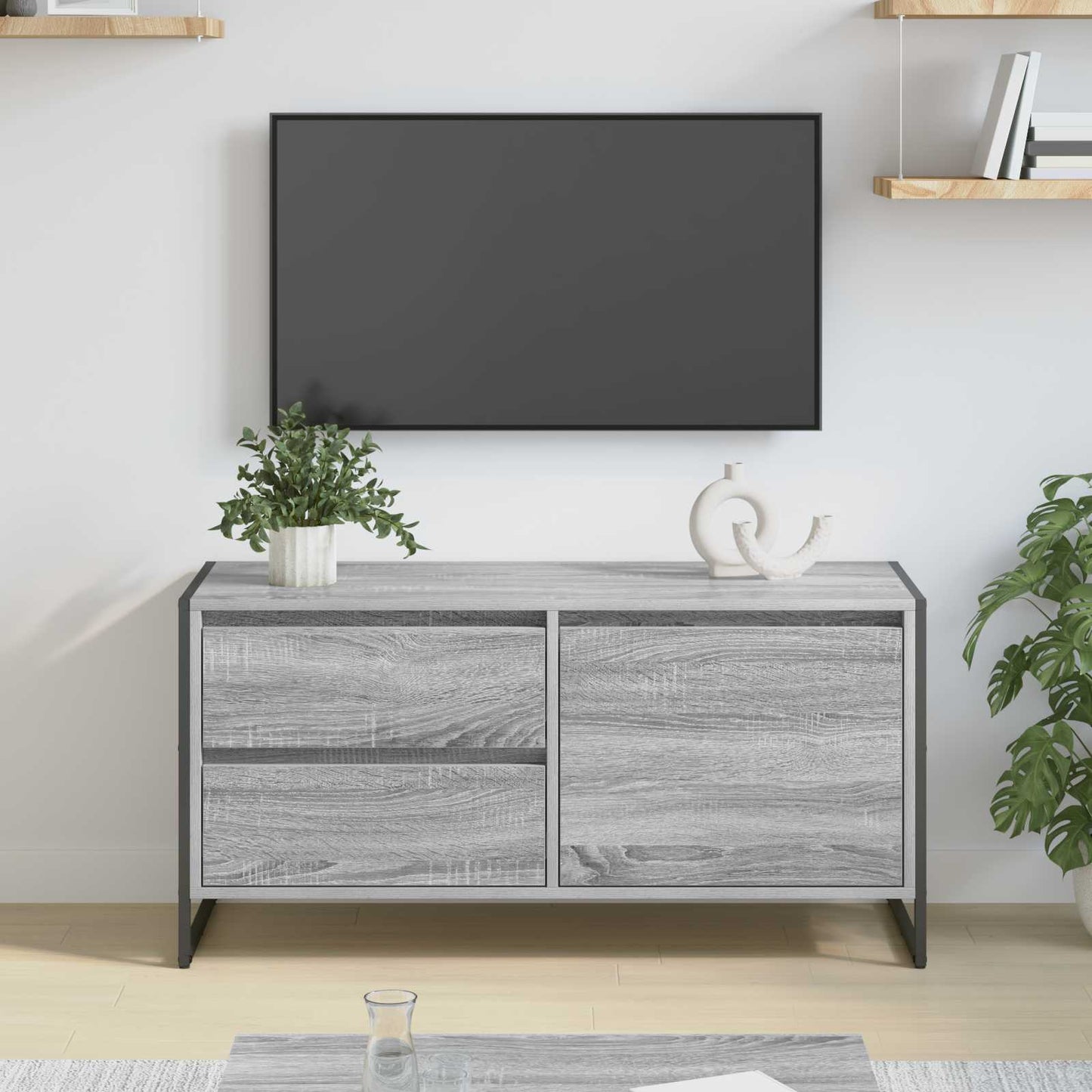 TV szekrény 100 x 36 x 49.5 cm Szürke Sonoma Szerelt Fa