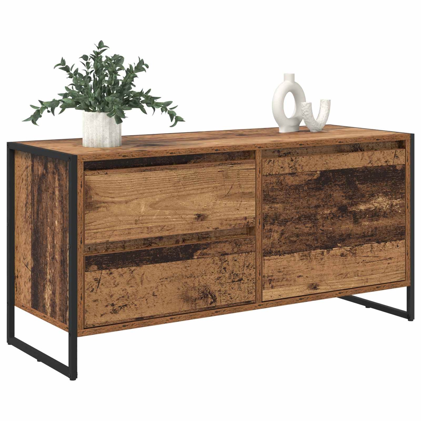 TV szekrény 100 x 36 x 49.5 cm Öreg fa Szerelt Fa