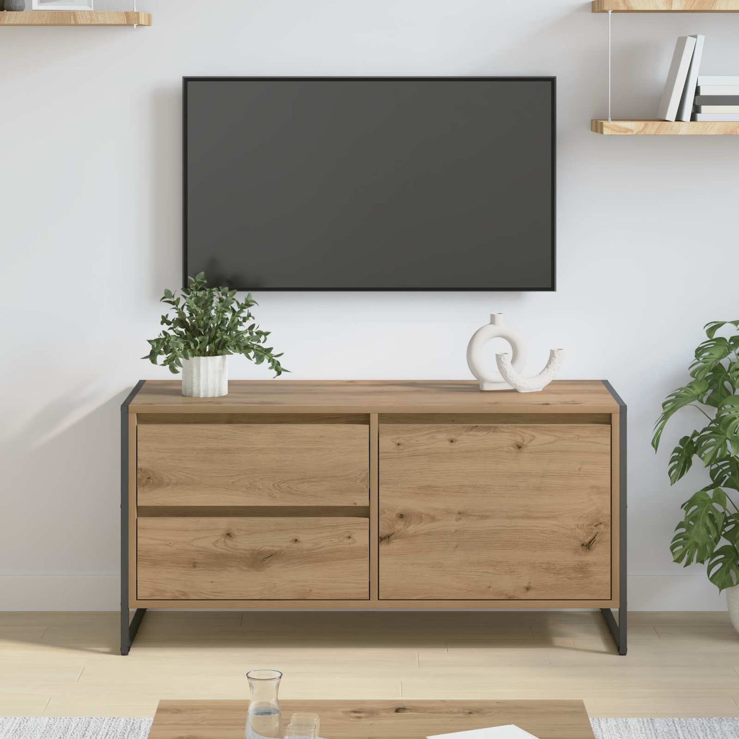 TV szekrény 100 x 36 x 49.5 cm Művészi tölgy Szerelt Fa
