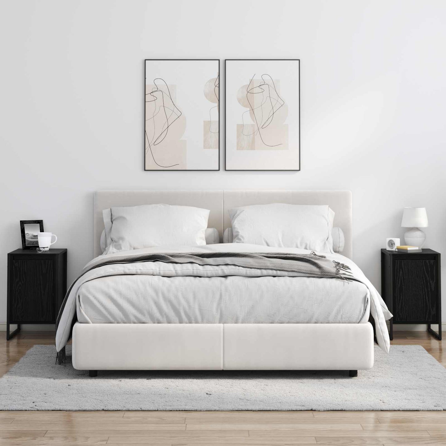 Éjjeli asztal 2 db Fekete tölgy 39,5 x 30 x 50 cm Szerelt Fa