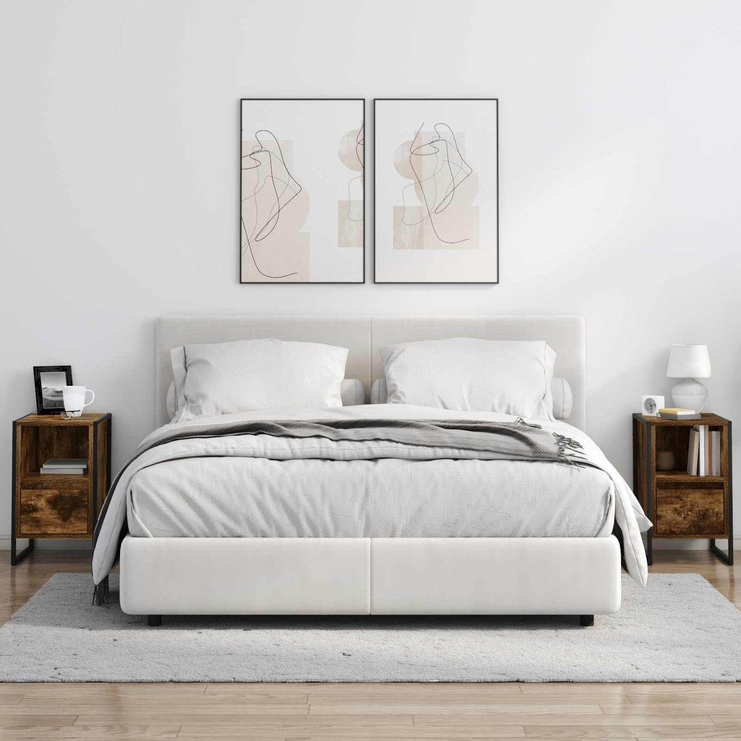 Éjjeli asztal 2 db Füstös tölgy 39,5 x 30 x 50 cm Szerelt Fa