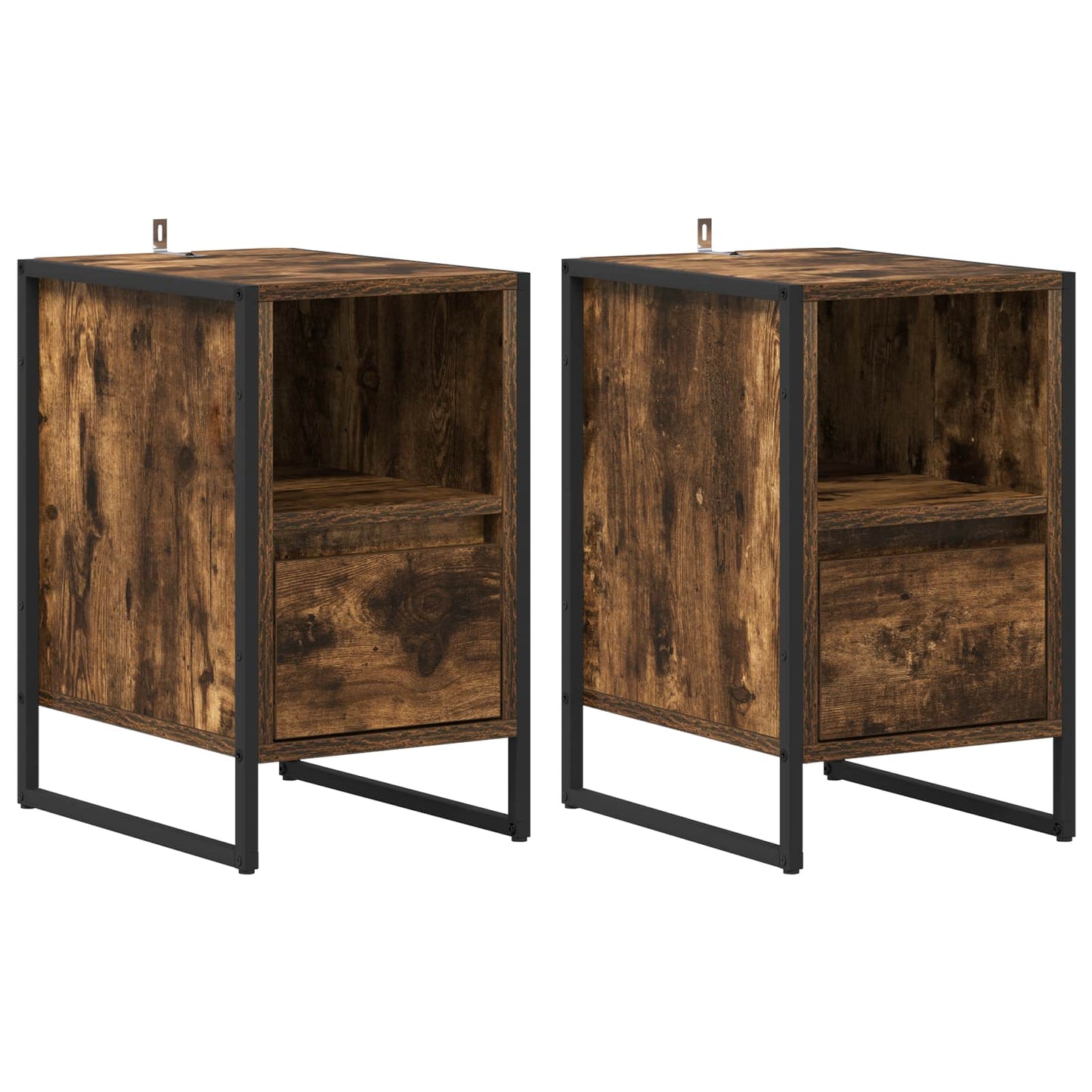 Éjjeli asztal 2 pcs Füstös tölgy 39,5 x 30 x 50 cm Faanyag