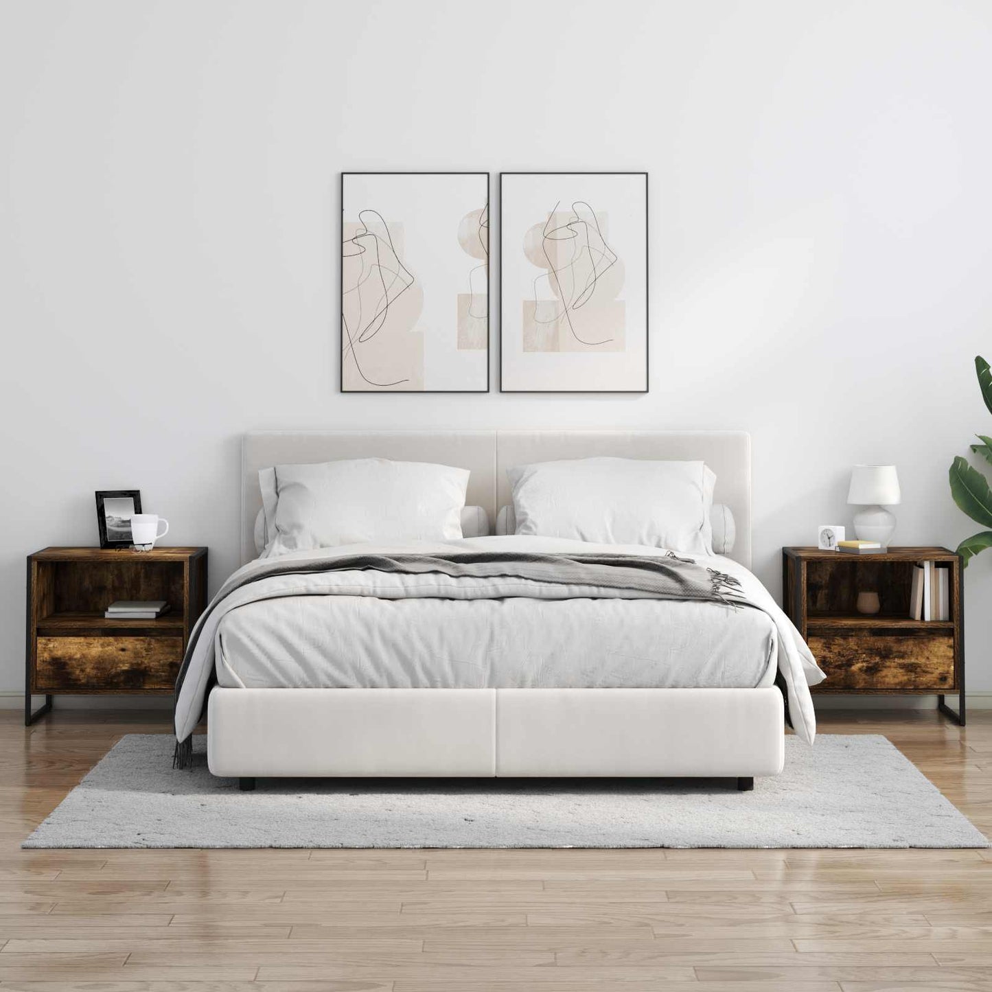 Éjjeli asztal 2 db Füstös tölgy 50 x 39,5 x 50 cm Szerelt Fa