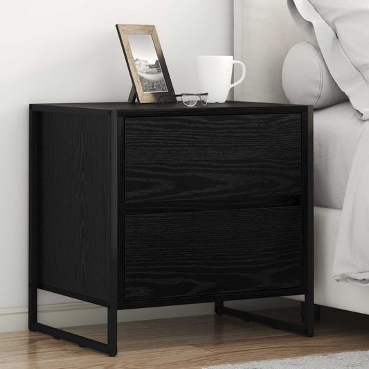 Éjjeli asztal 2 pcs Fekete tölgy 50 x 39.5 x 50 cm Faanyag