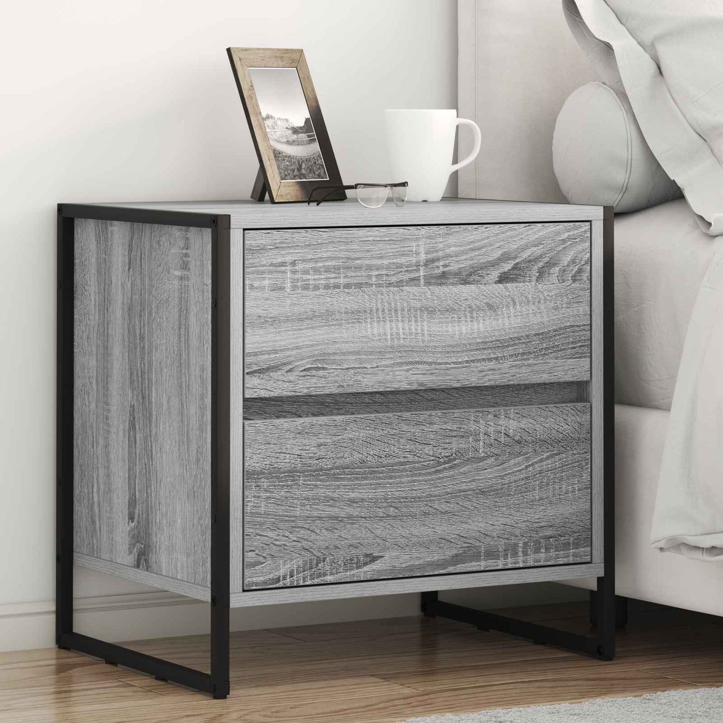Éjjeli asztal 2 db Szürke Sonoma 50 x 39.5 x 50 cm Szerelt Fa