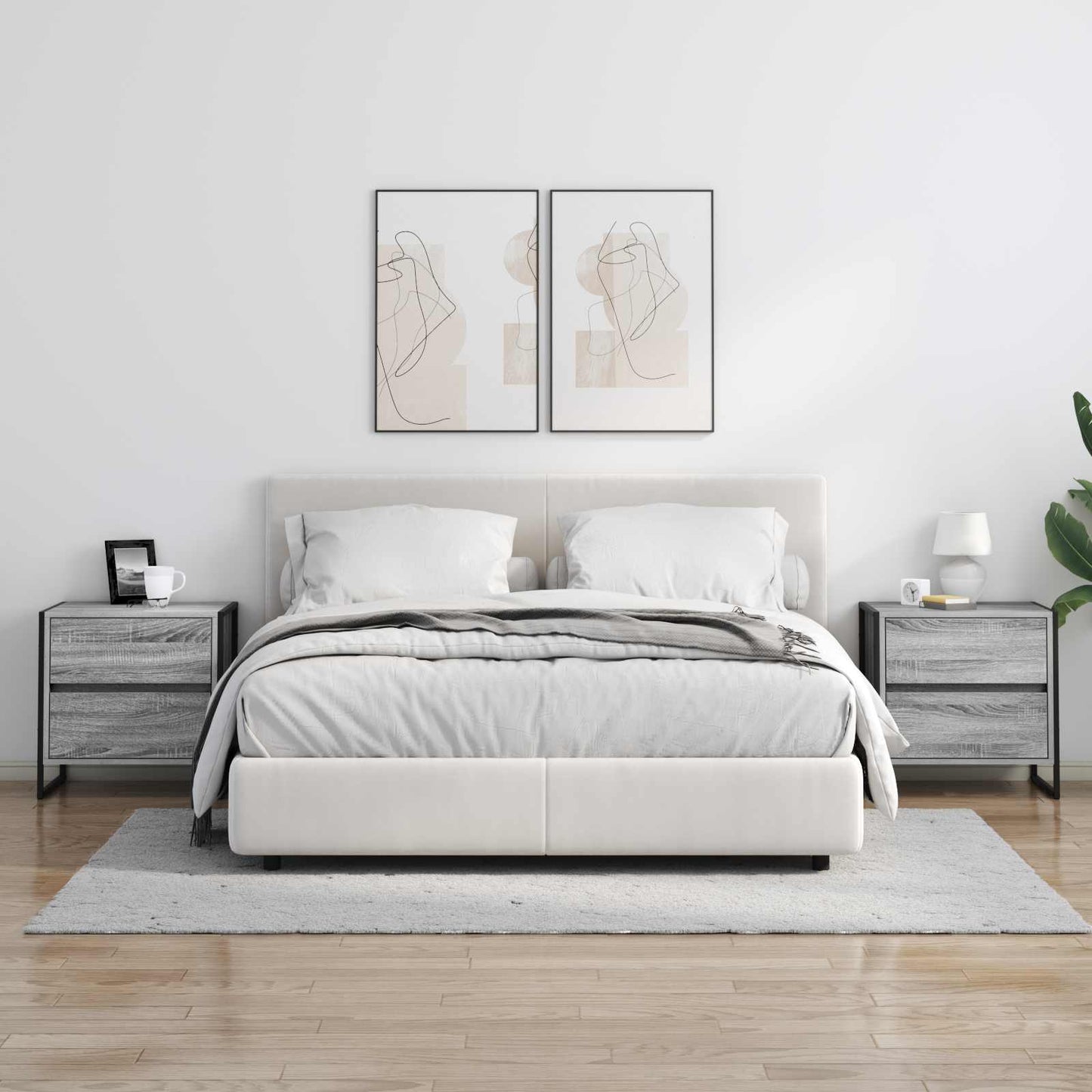 Éjjeli asztal 2 db Szürke Sonoma 50 x 39.5 x 50 cm Szerelt Fa