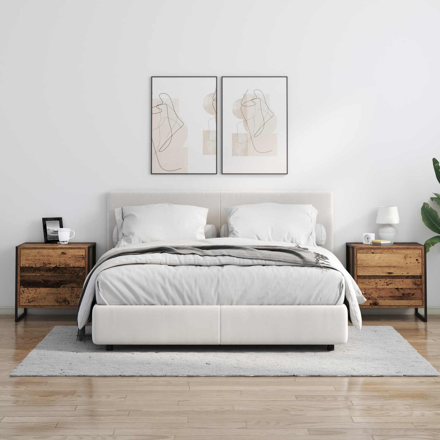Éjjeli asztal 2 db Öreg fa 50 x 39.5 x 50 cm Szerelt Fa