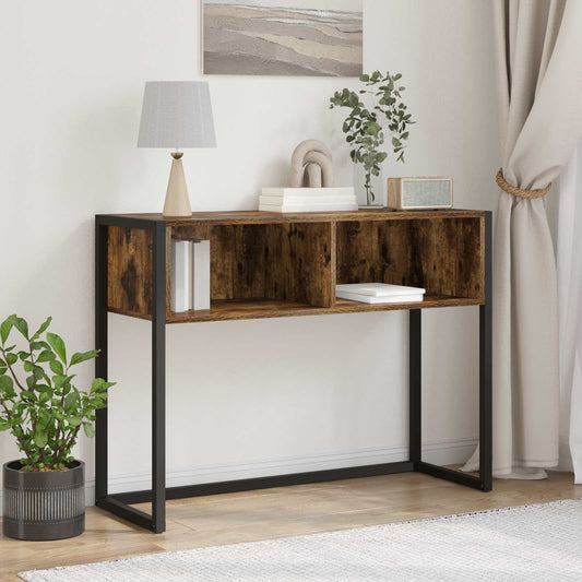 Végasztal tárolóval Füstös tölgy 100 x 36 x 75 cm Faanyag