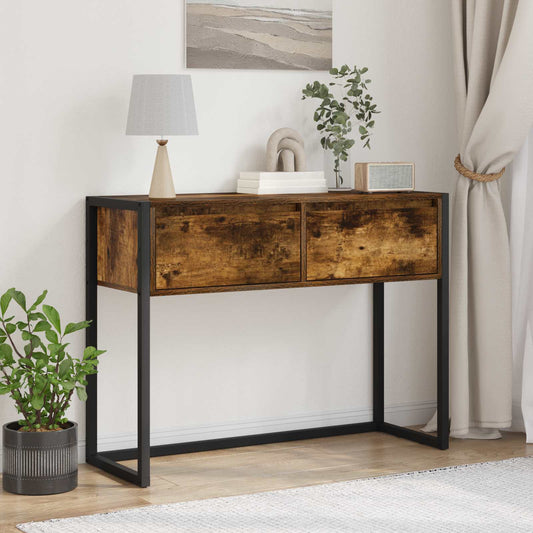 Végasztal fiókkal Füstös tölgy 100 x 36 x 75 cm Faanyag