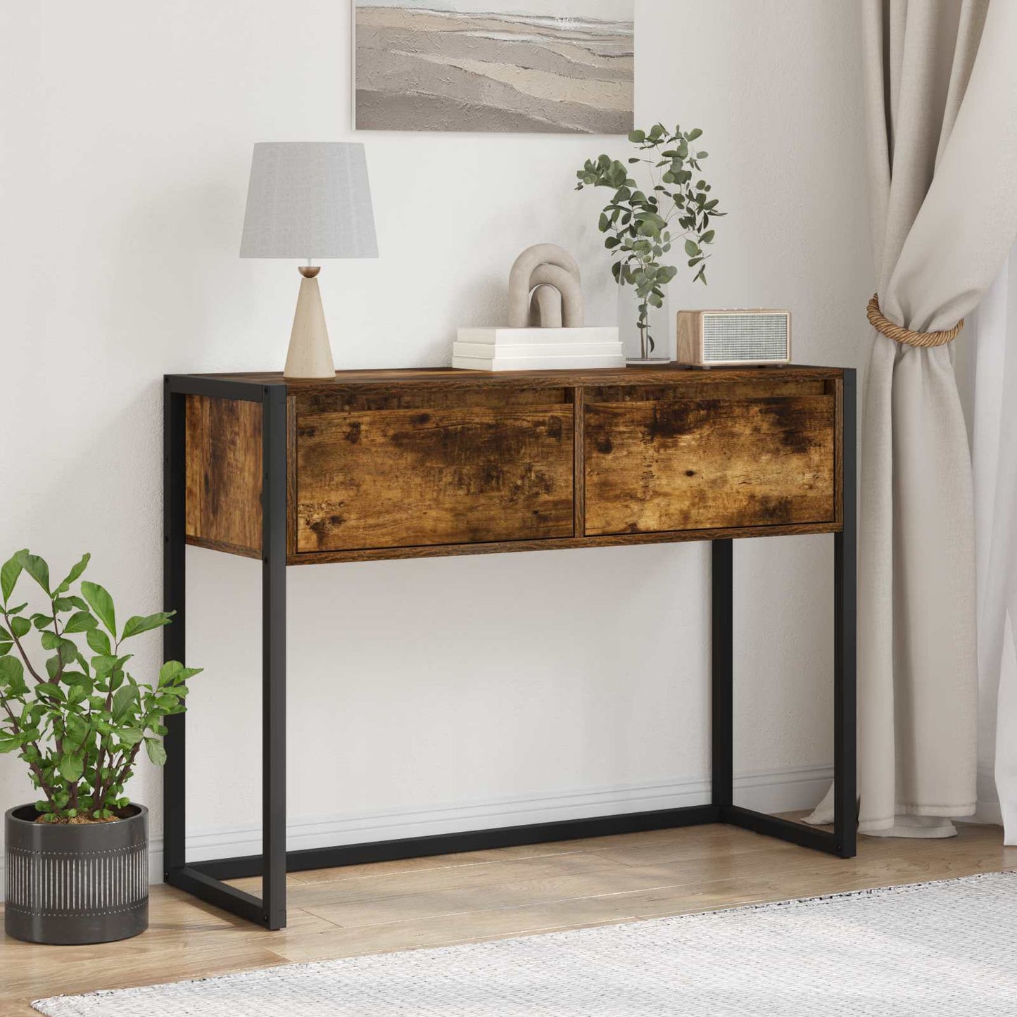 Végasztal Füstös tölgy 100 x 36 x 75 cm Szerelt Fa