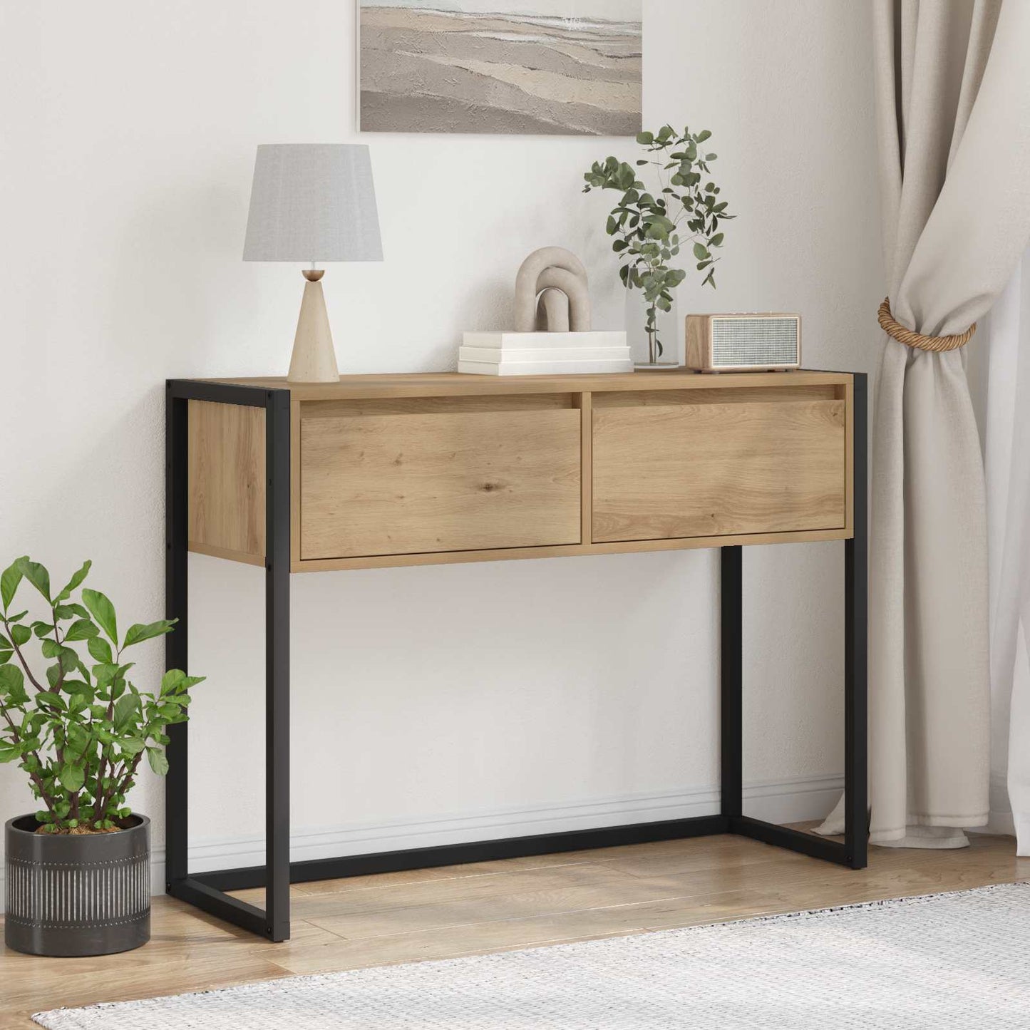 Végasztal Művészi tölgy 100 x 36 x 75 cm Szerelt Fa