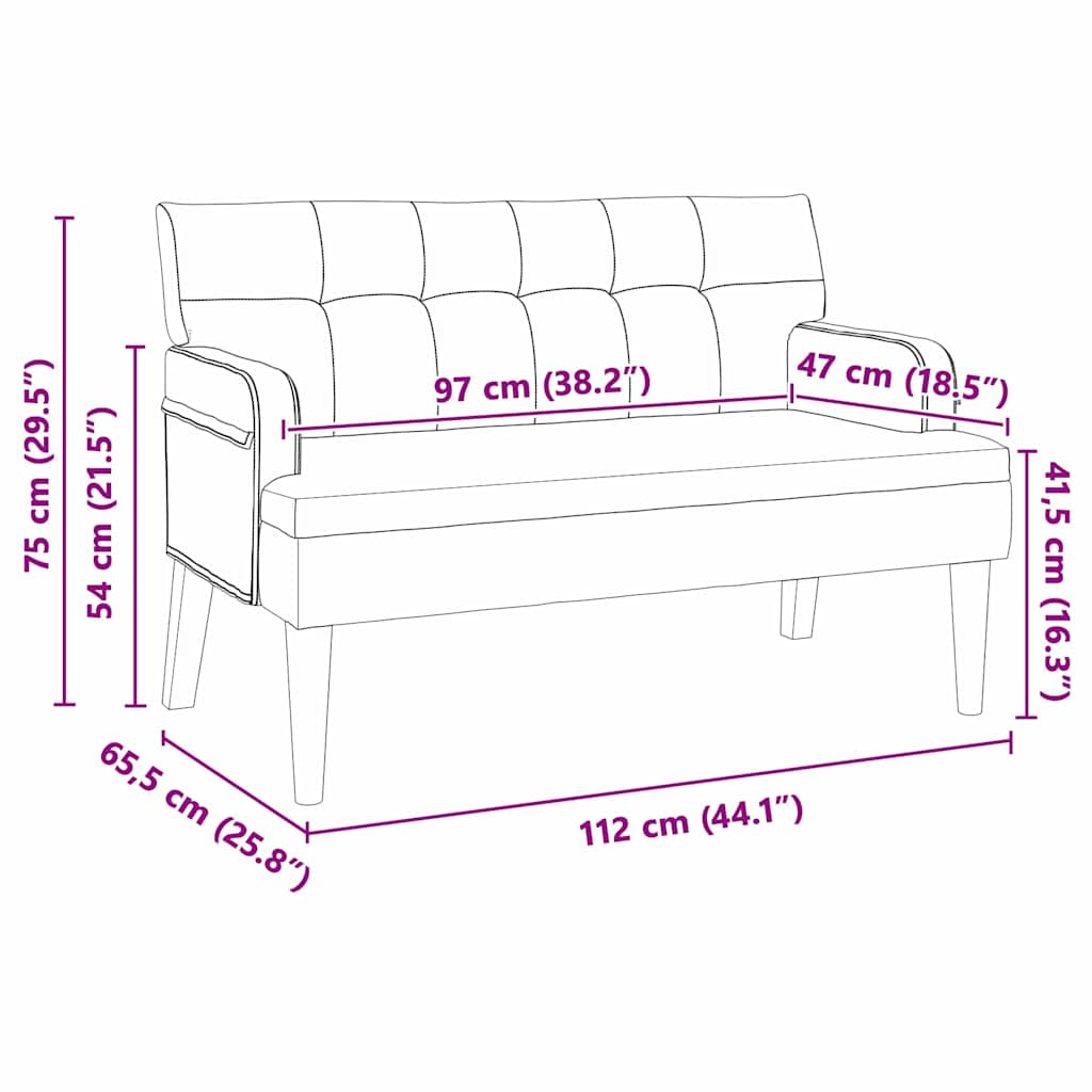 Chesterfield Pad Sötétszürke 112 x 65,5 x 75 cm Bársony