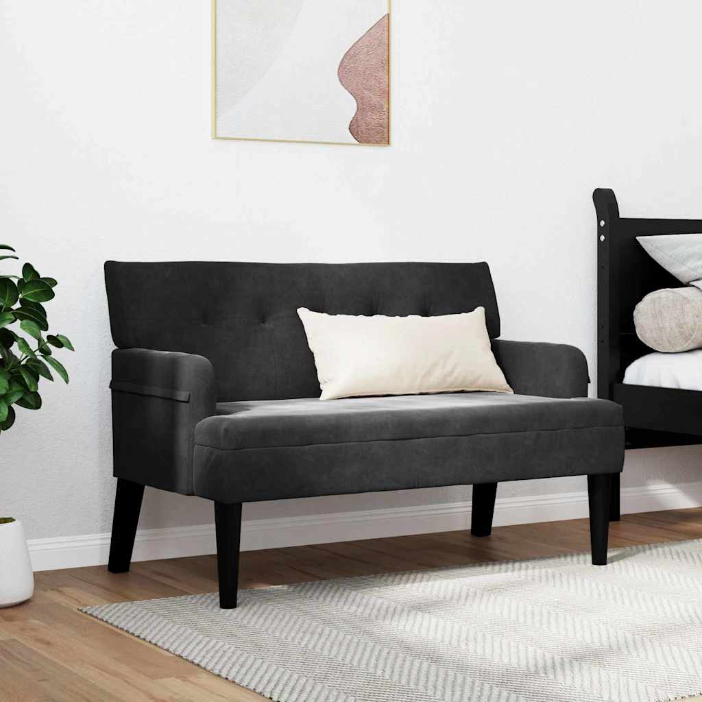 Chesterfield Pad Fekete 112 x 65,5 x 75 cm Bársony