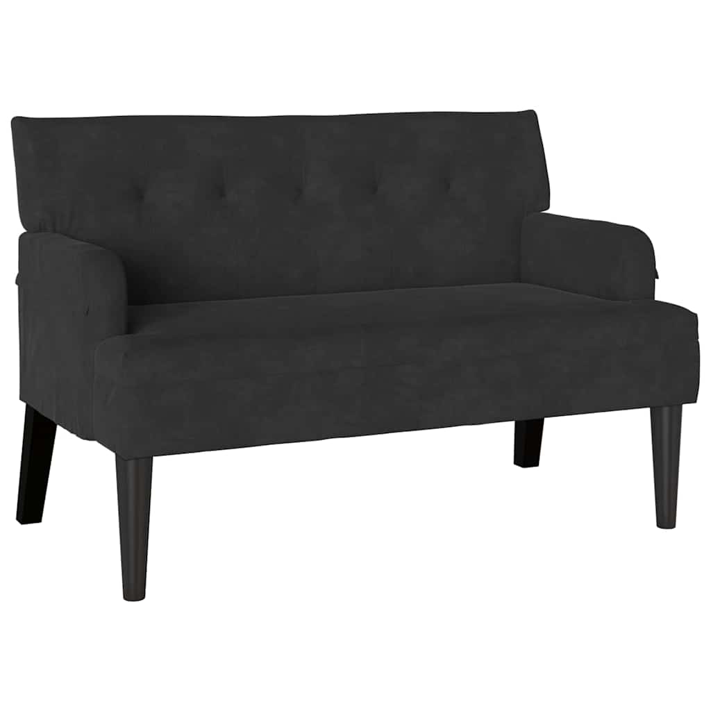 Chesterfield Pad Fekete 112 x 65,5 x 75 cm Bársony