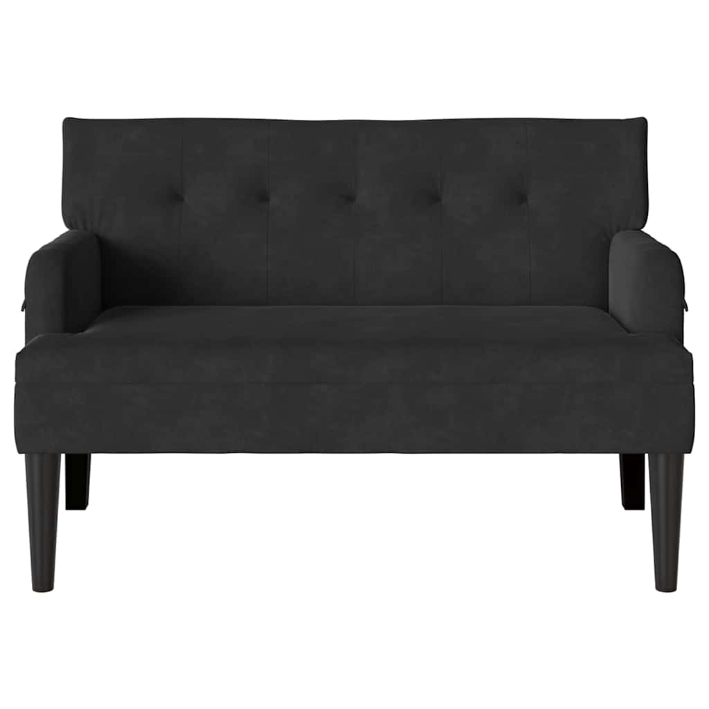 Chesterfield Pad Fekete 112 x 65,5 x 75 cm Bársony
