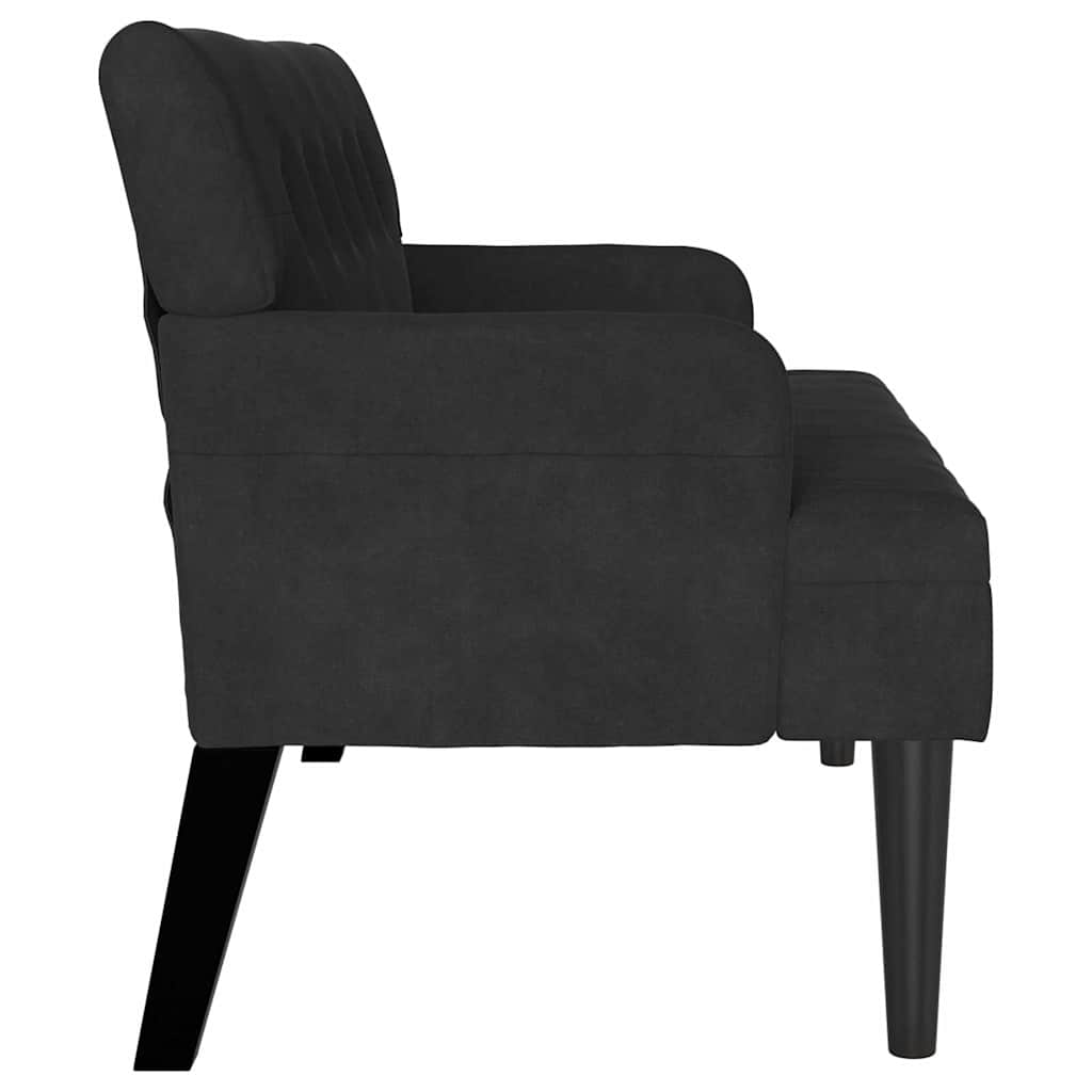 Chesterfield Pad Fekete 112 x 65,5 x 75 cm Bársony