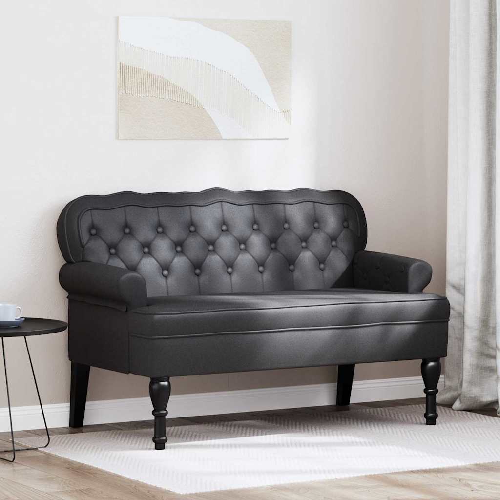 Chesterfield Pad Fekete 119.5 x 64.5 x 75 cm Műbőr