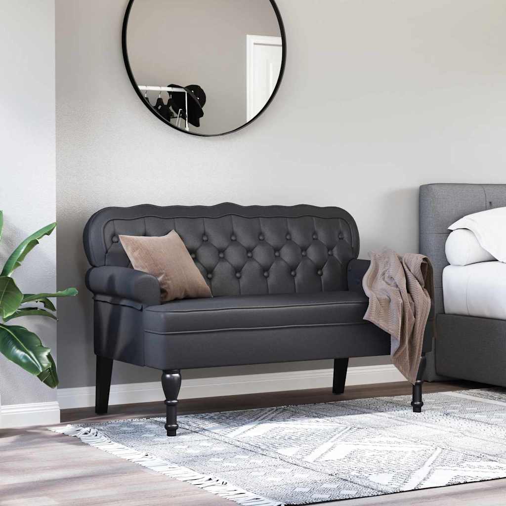 Chesterfield Pad Fekete 119.5 x 64.5 x 75 cm Műbőr