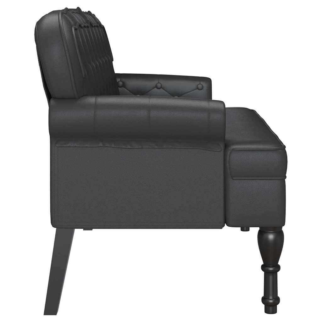 Chesterfield Pad Fekete 119.5 x 64.5 x 75 cm Műbőr
