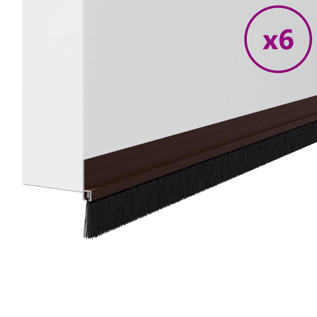Öntapadó ajtó kefe tömítések 6 pcs Barna 100 cm