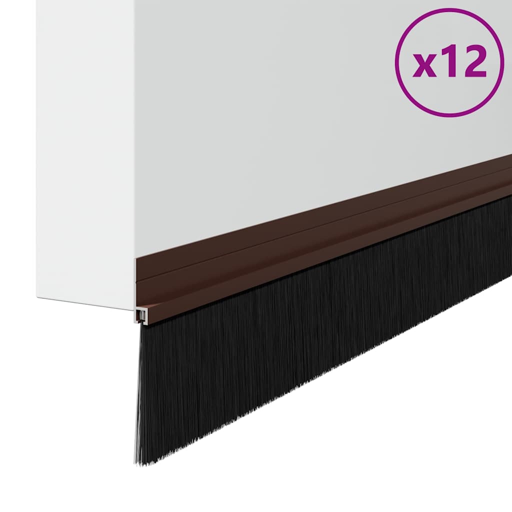 Öntapadó ajtó kefe tömítések 12 pcs Barna 100 cm