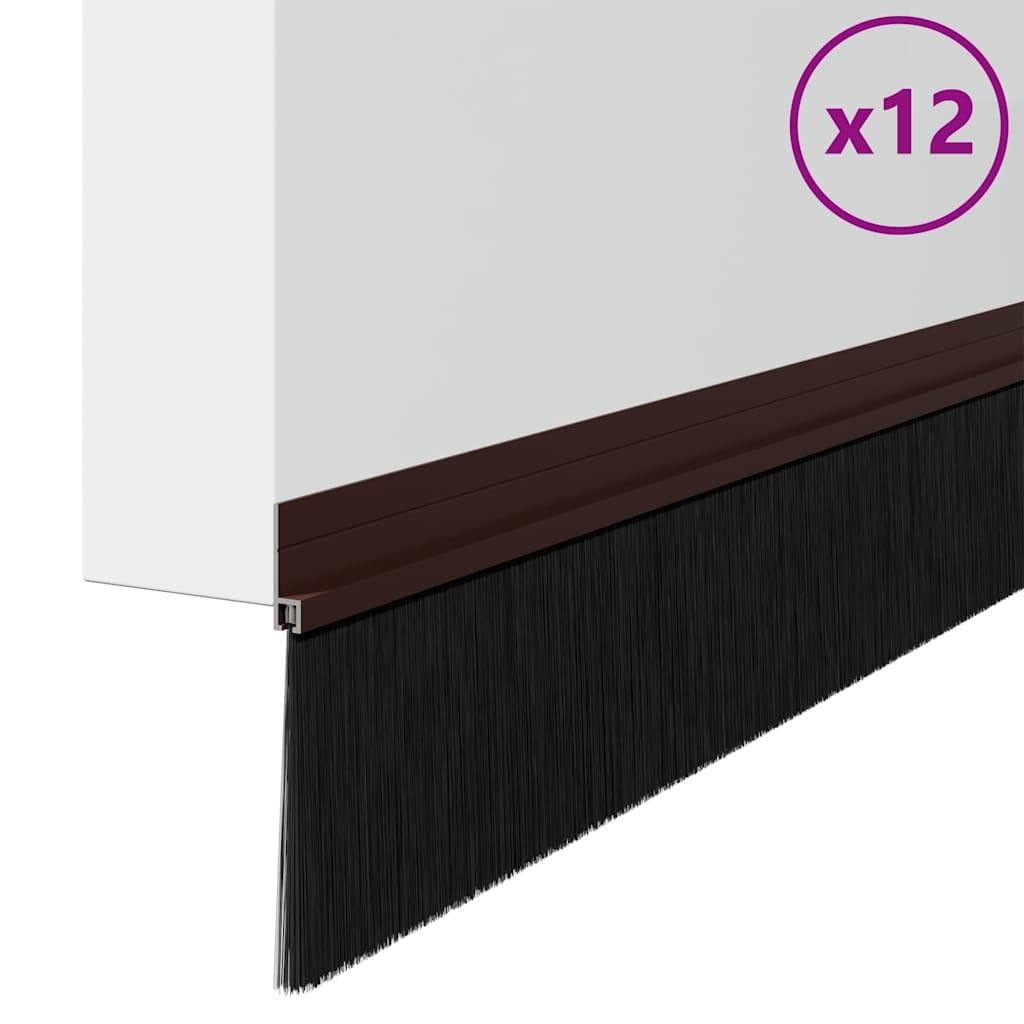 Öntapadó ajtó kefe tömítések 12 pcs Barna 100 cm