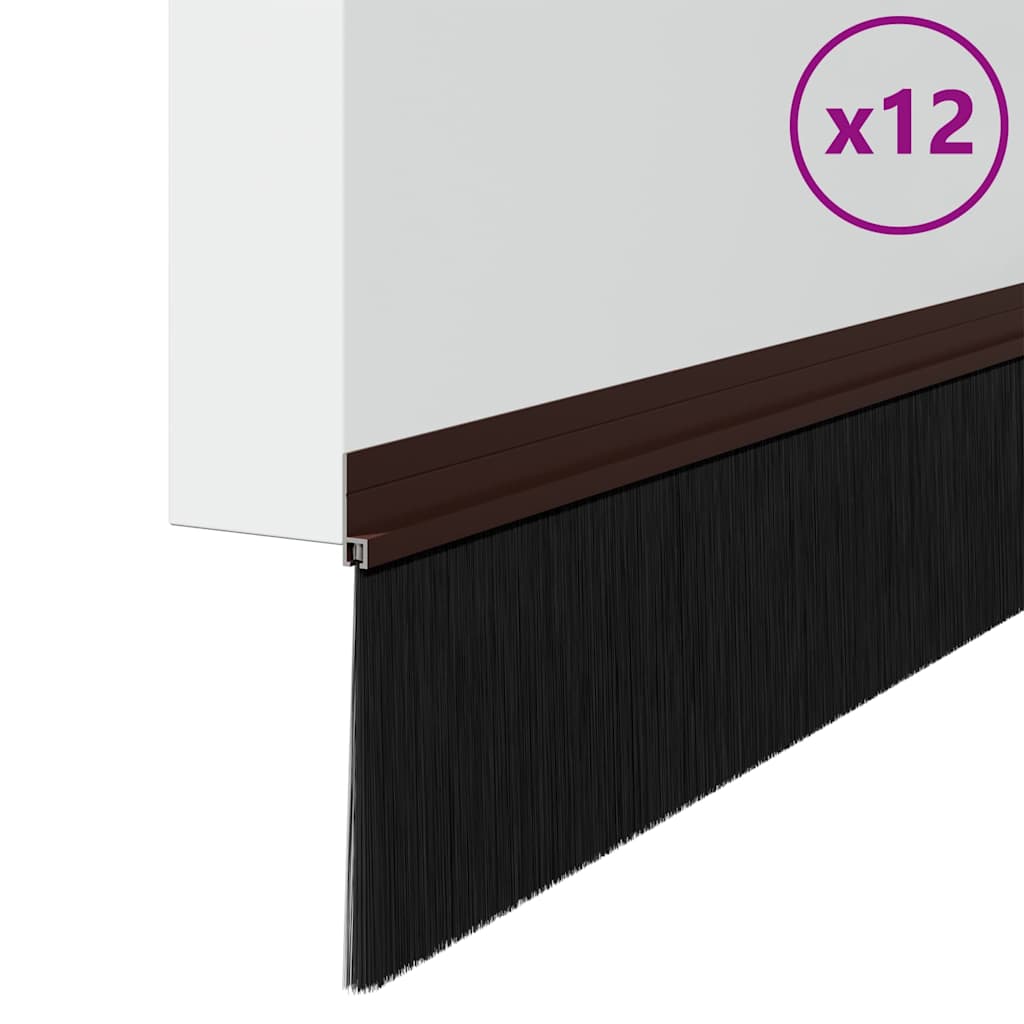Öntapadó ajtó kefe tömítések 12 pcs Barna 100 cm