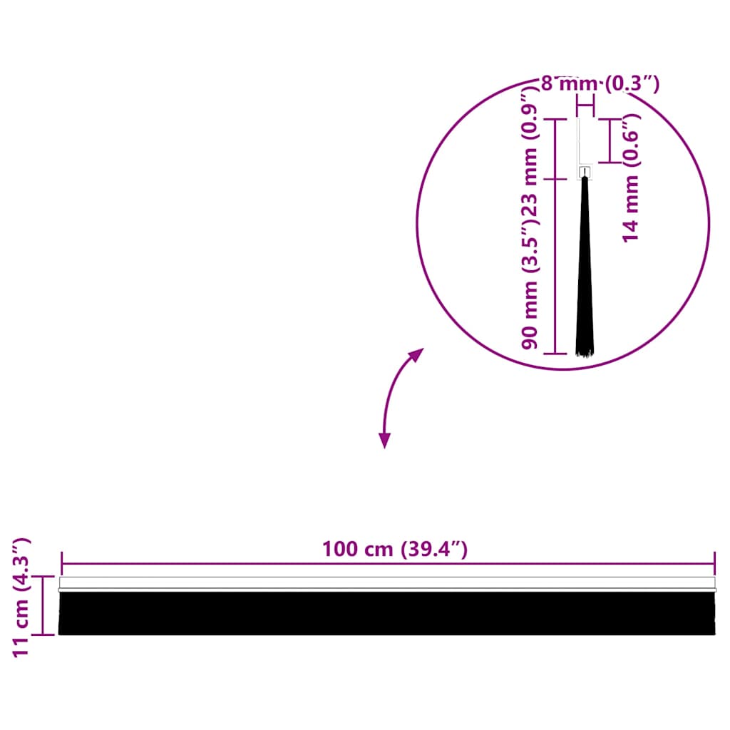 Öntapadó ajtó kefe tömítések 2 pcs Ezüst 100 cm