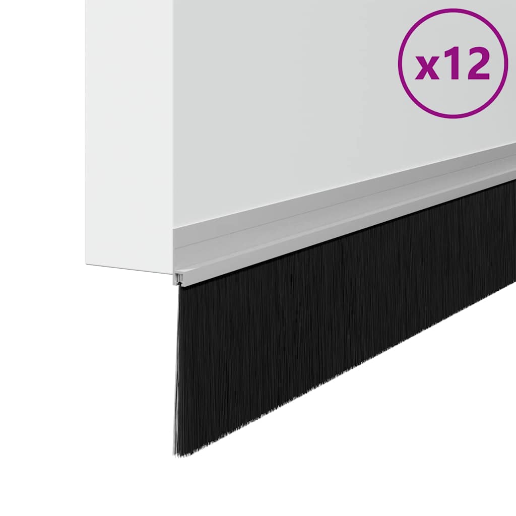 Öntapadó ajtó kefe tömítések 12 pcs Ezüst 100 cm