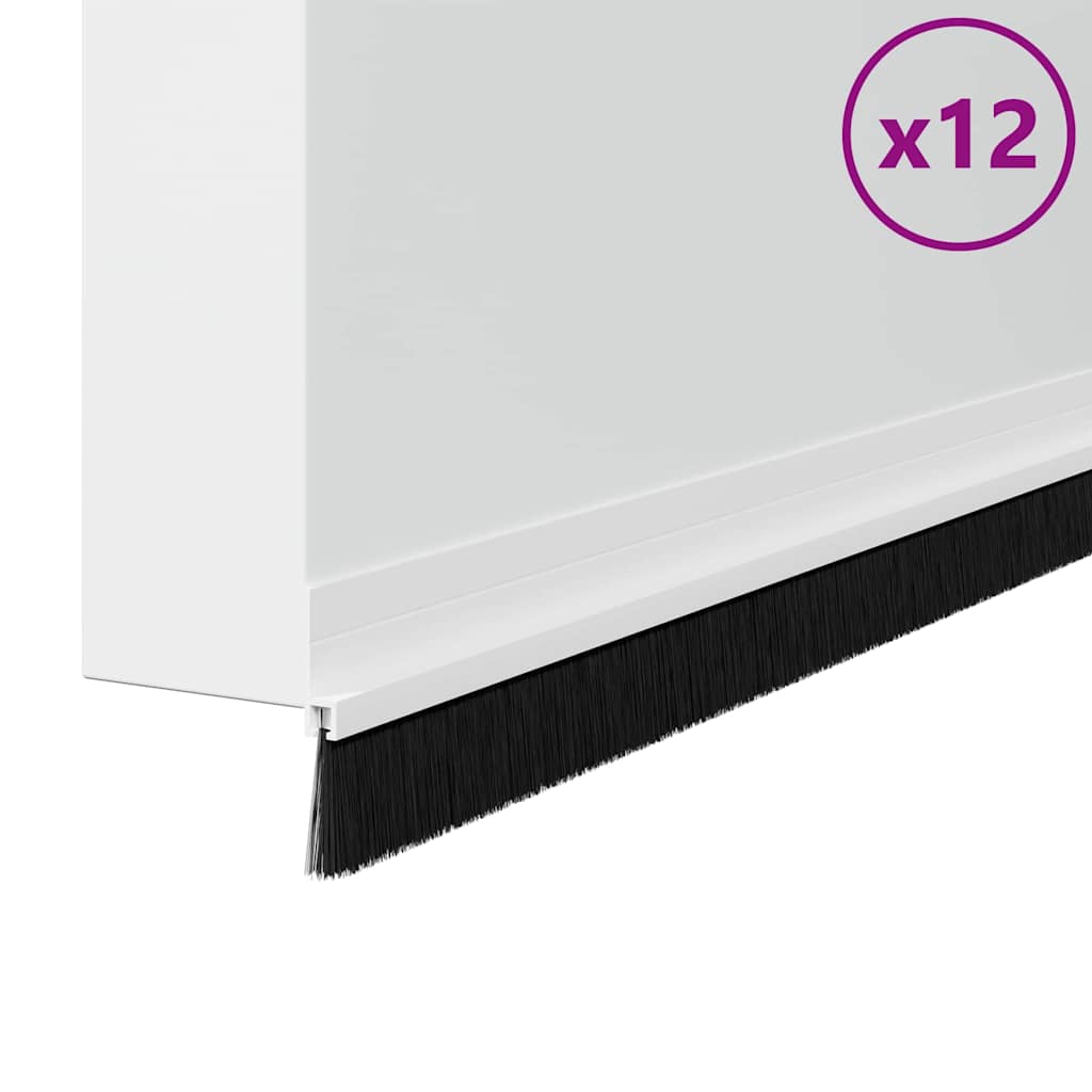 Öntapadó ajtó kefe tömítések 12 pcs Fehér 100 cm