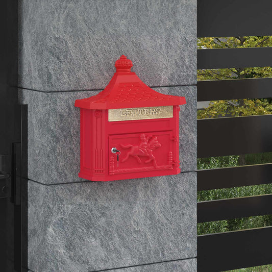 Fali Postafiók ajtóval Piros 40,5 x 16 x 45 cm Öntött alumínium