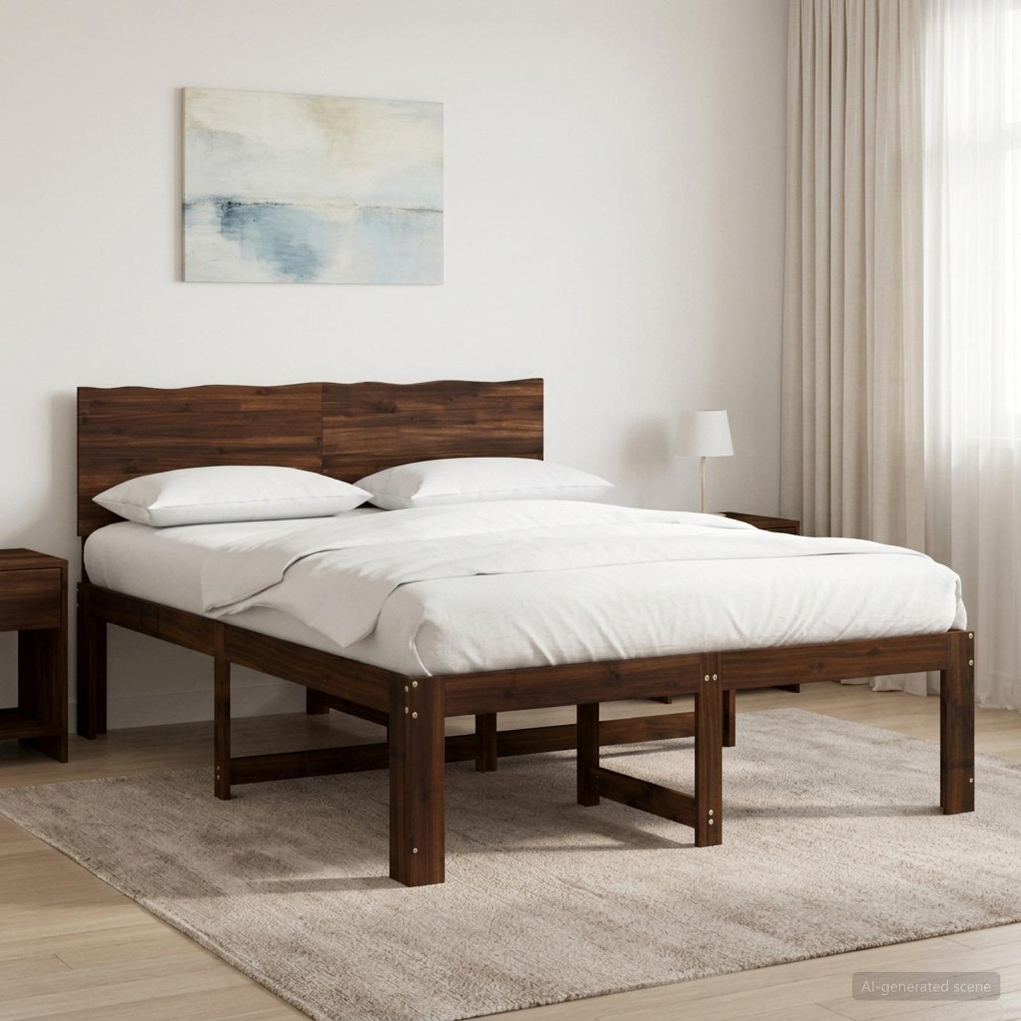 Dupla ágykeret fejtámlával ROSTOCK Sötét Barna 140 x 190 cm
