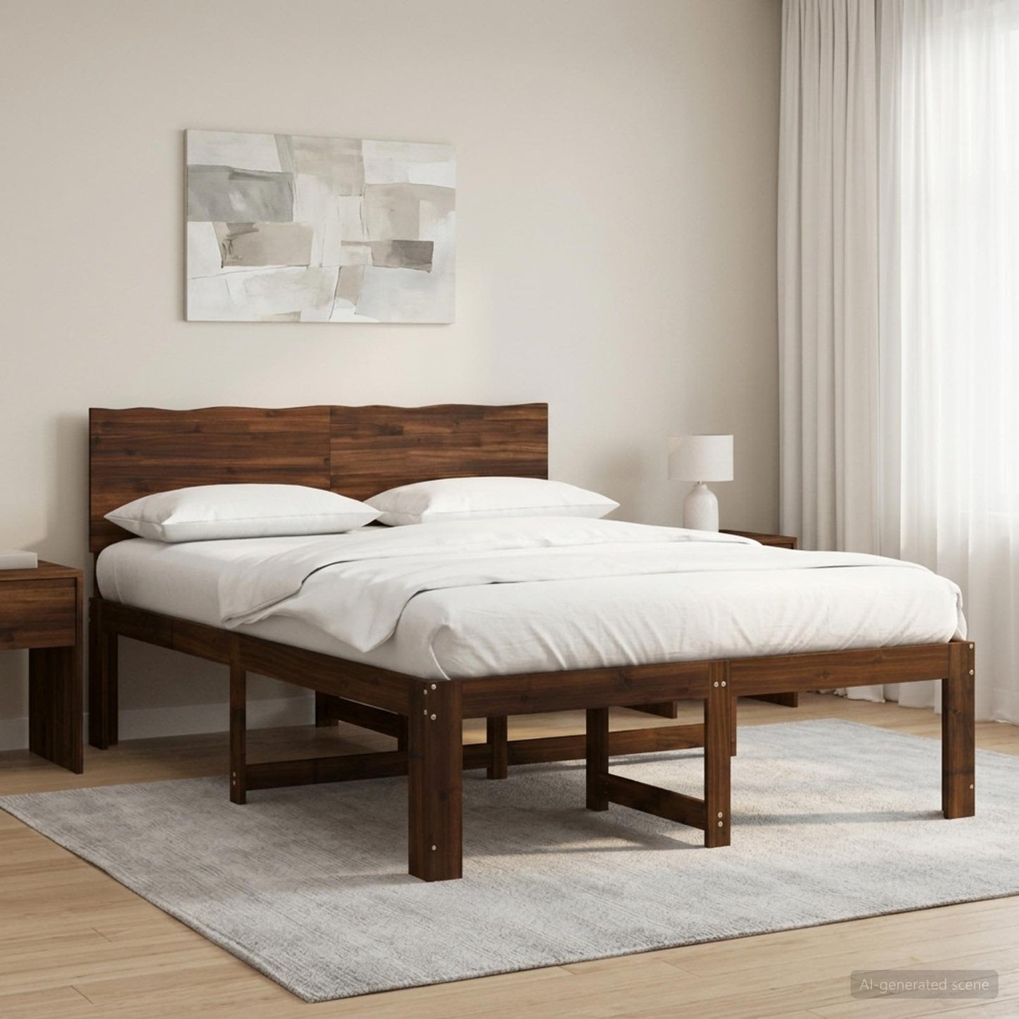 Dupla ágykeret fejtámlával ROSTOCK Sötét Barna 150 x 200 cm