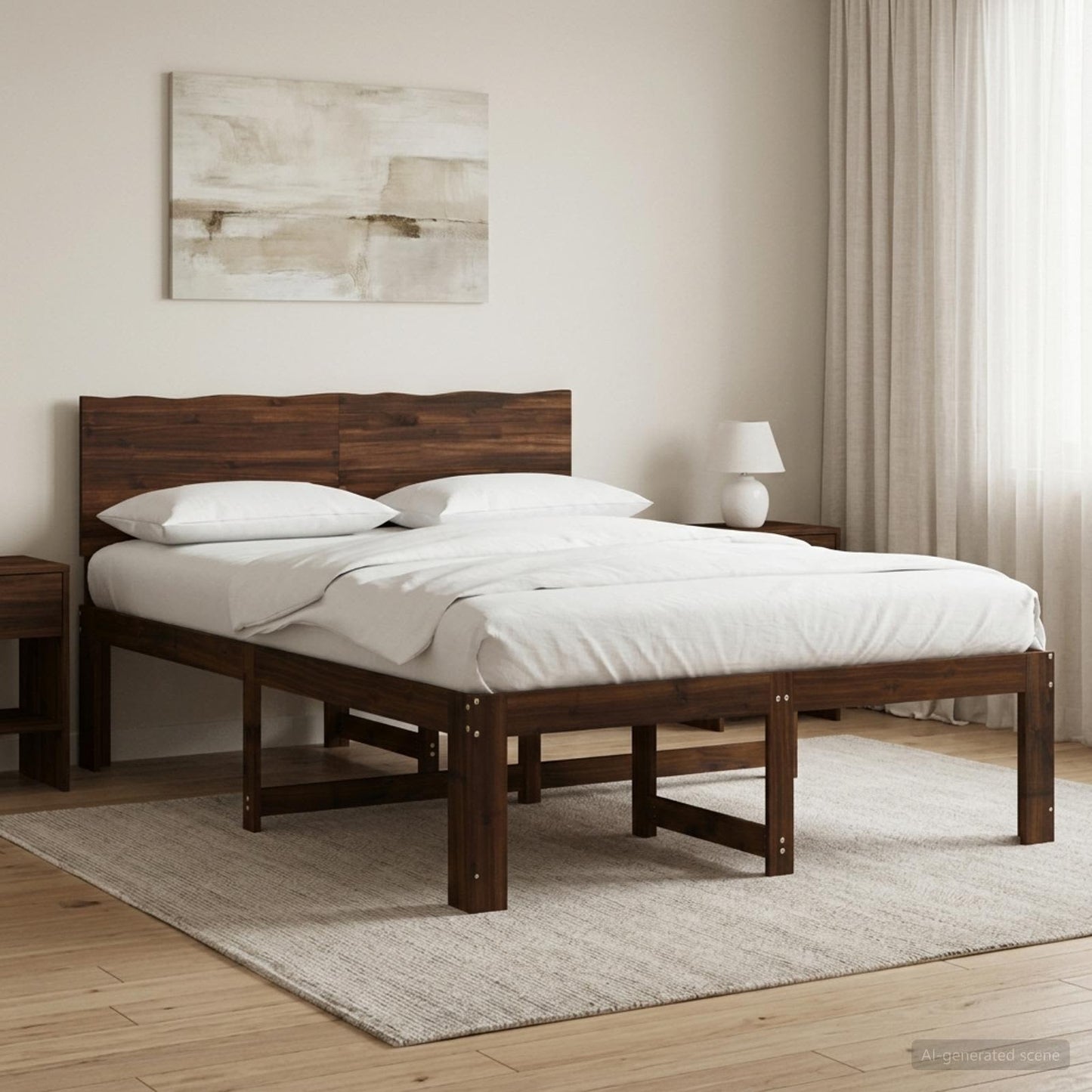 Dupla ágykeret fejtámlával ROSTOCK Sötét Barna 160 x 200 cm