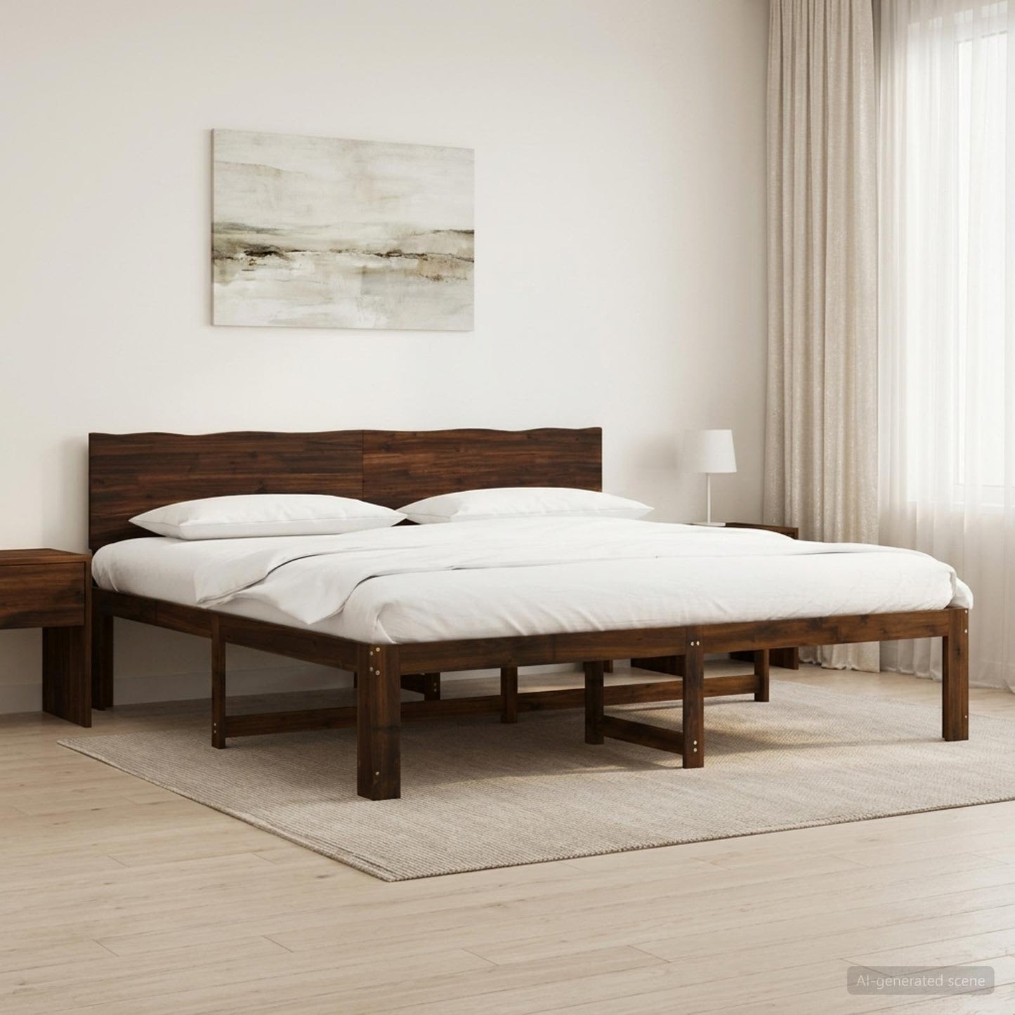 Dupla ágykeret fejtámlával ROSTOCK Sötét Barna 180 x 200 cm