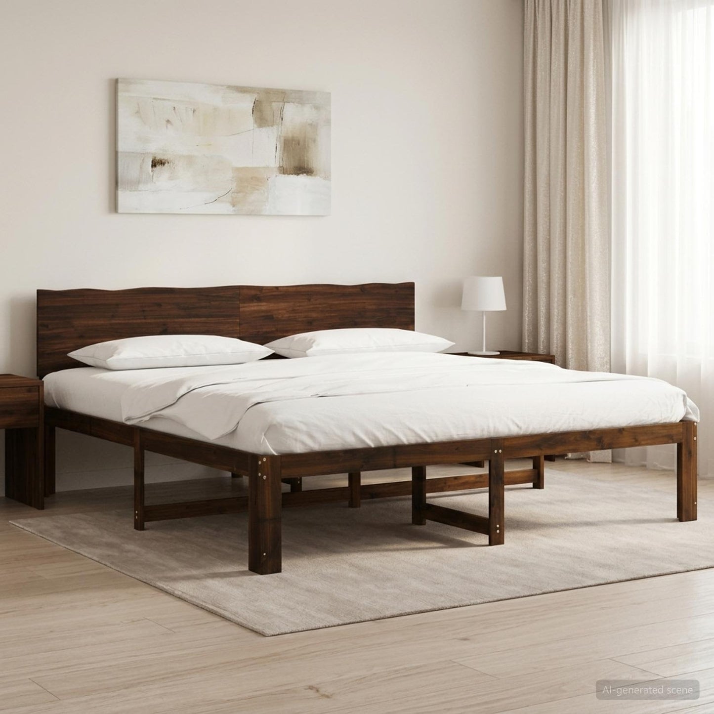 Dupla ágykeret fejtámlával ROSTOCK Sötét Barna 200 x 200 cm