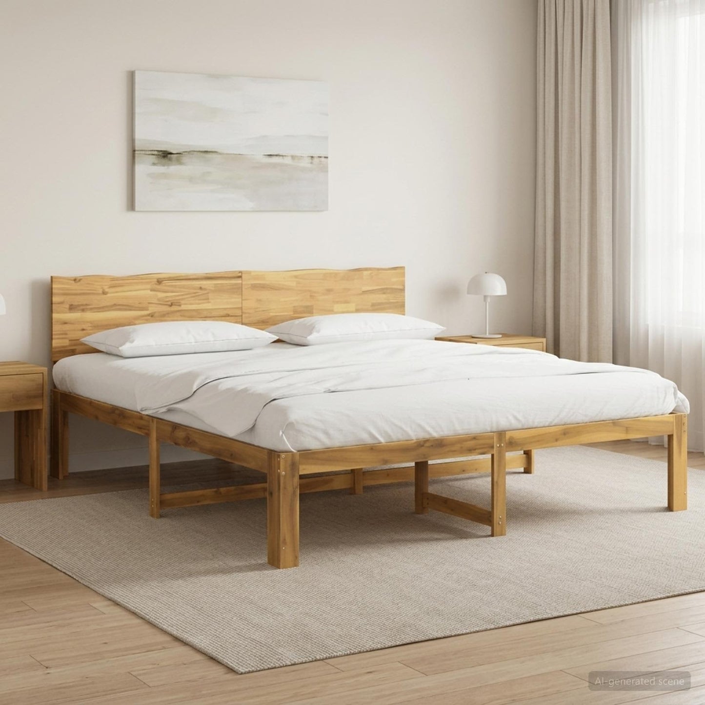 Dupla ágykeret fejtámlával ROSTOCK Fehér 200 x 200 cm