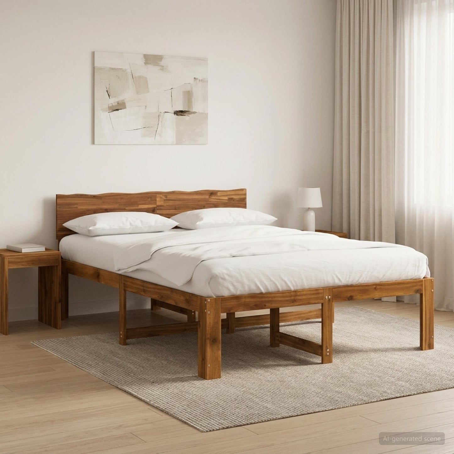 Dupla ágykeret fejtámlával ROSTOCK Természetes 150 x 200 cm