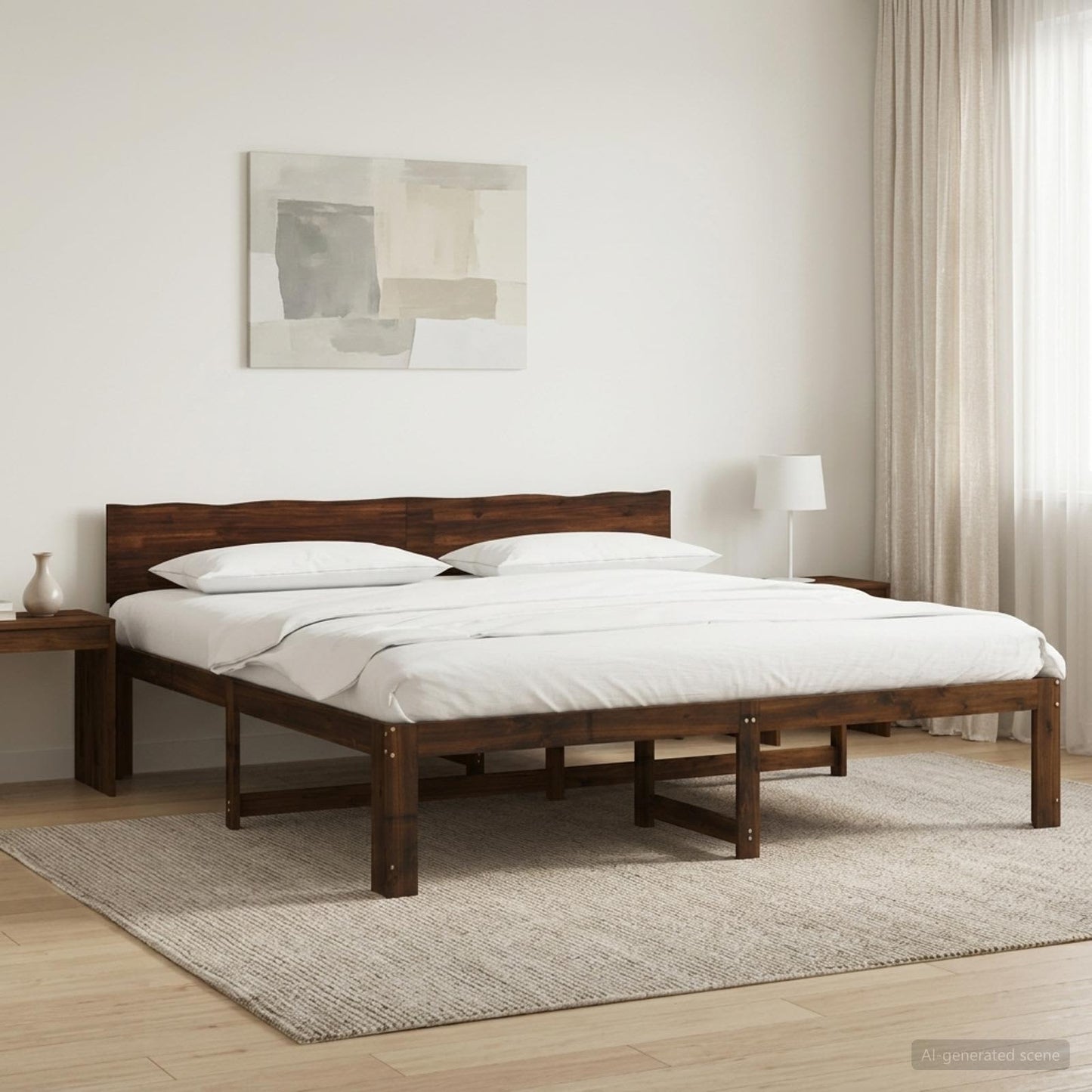 Dupla ágykeret fejtámlával ROSTOCK Sötét Barna 200 x 200 cm