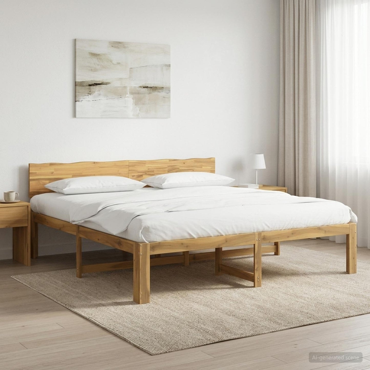 Dupla ágykeret fejtámlával ROSTOCK Fehér 200 x 200 cm