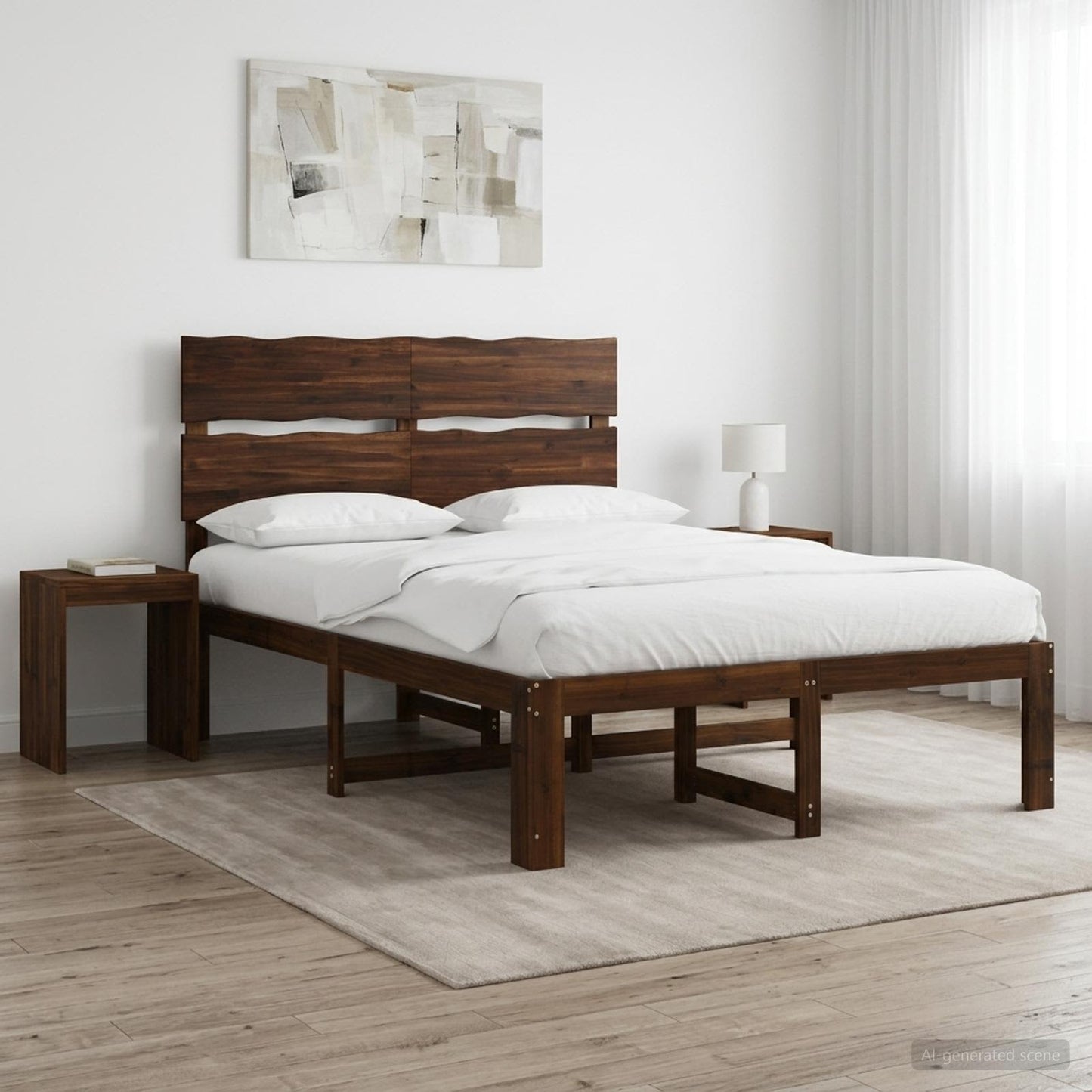 Dupla ágykeret fejtámlával ROSTOCK Sötét Barna 160 x 200 cm